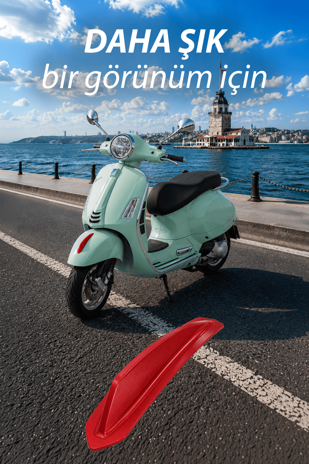 Vespa Uyumlu Çamurluk Rüzgarlığıt Primavera Cnc Kırmızı