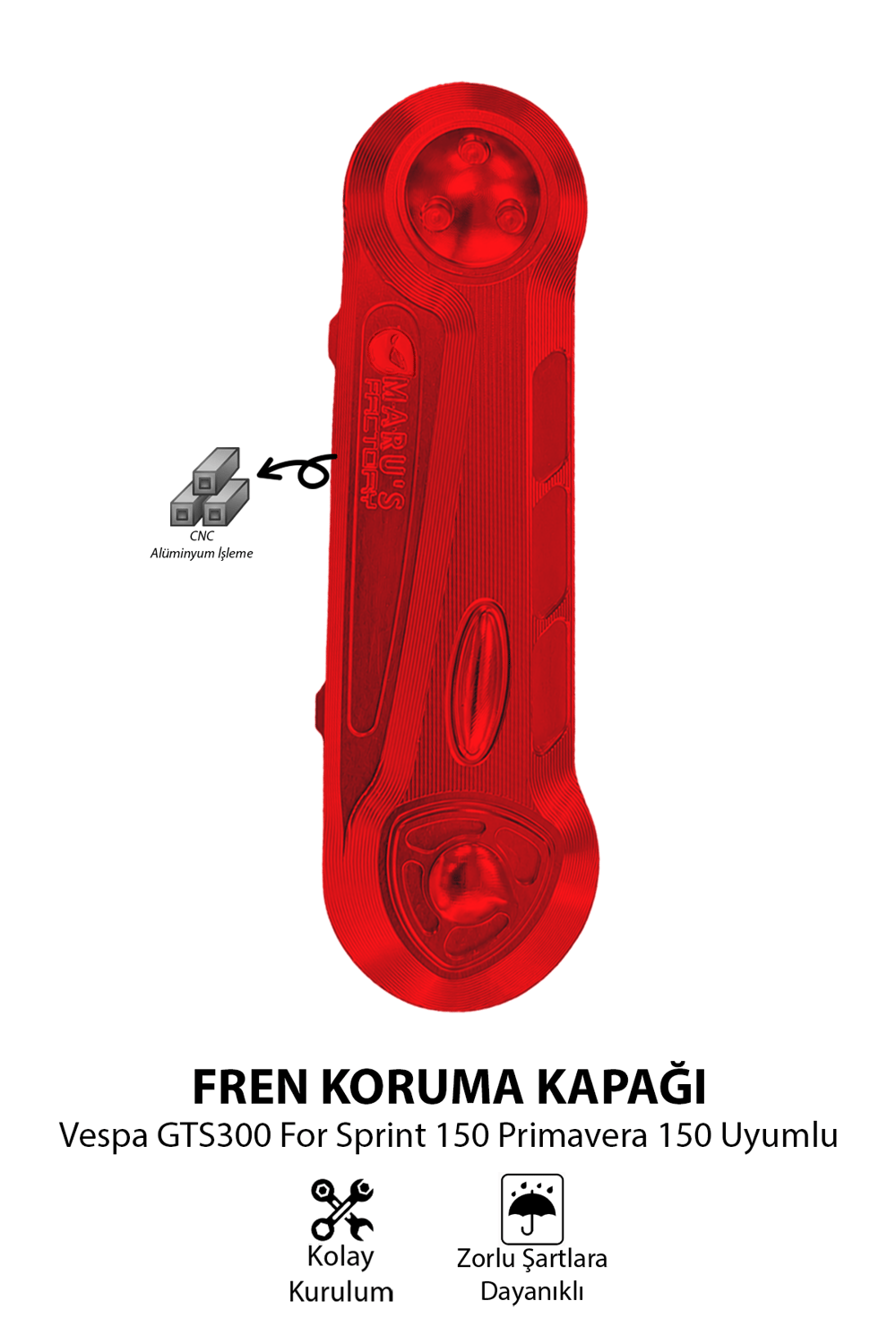 Vespa Uyumlu Frem Koruma Kapağı GTS 300 Sprint 150 Primavera 150 Cnc Kırmızı