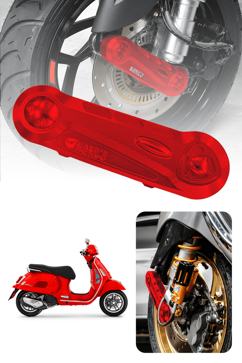 Vespa Uyumlu Frem Koruma Kapağı GTS 300 Sprint 150 Primavera 150 Cnc Kırmızı