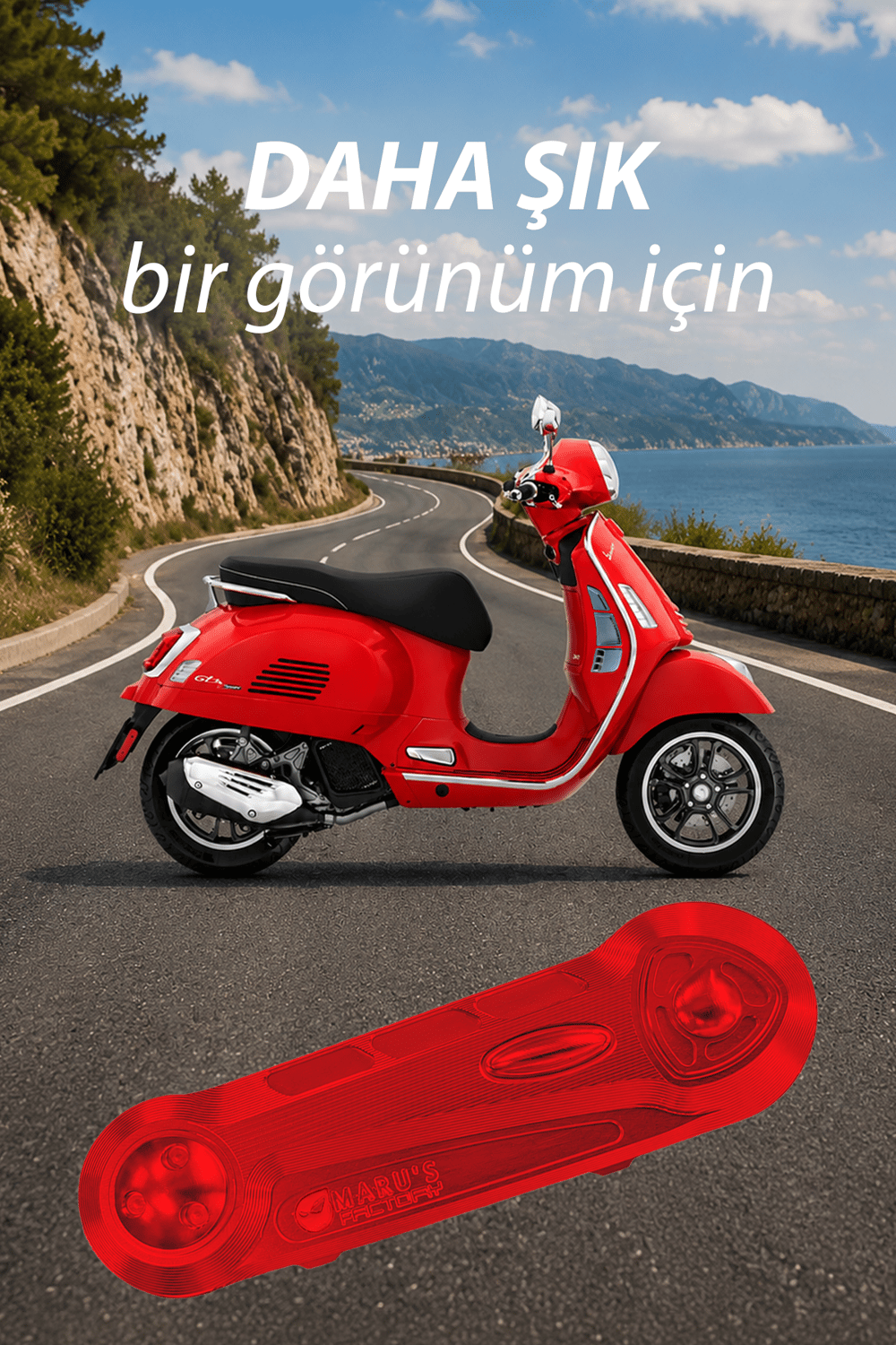 Vespa Uyumlu Frem Koruma Kapağı GTS 300 Sprint 150 Primavera 150 Cnc Kırmızı