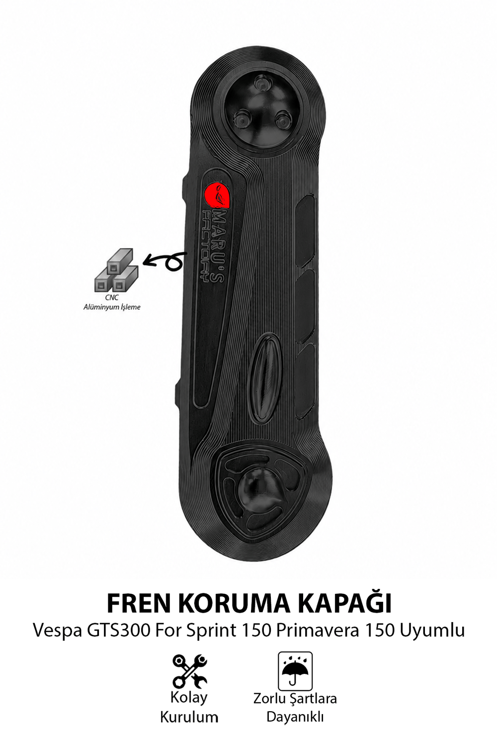 Vespa Uyumlu Frem Koruma Kapağı GTS 300 Sprint 150 Primavera 150 Cnc Siyah