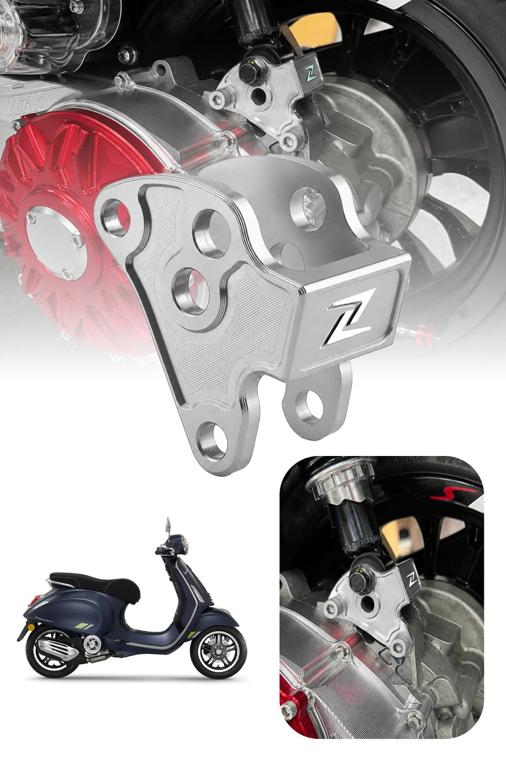 Vespa Uyumlu Motor Bağlantı Aparatı Cnc Gümüş