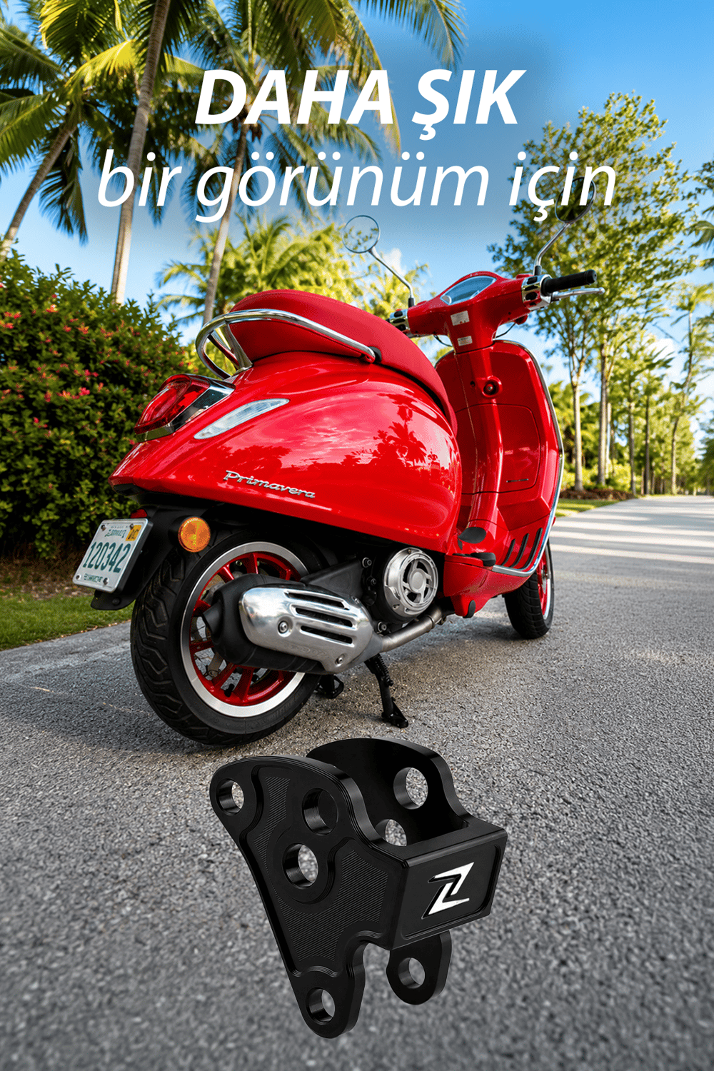 Vespa Uyumlu Motor Bağlantı Aparatı Cnc Siyah
