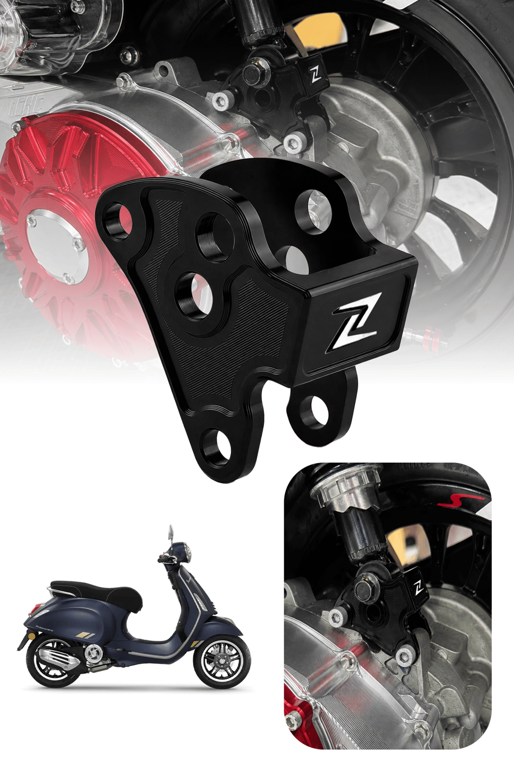 Vespa Uyumlu Motor Bağlantı Aparatı Cnc Siyah