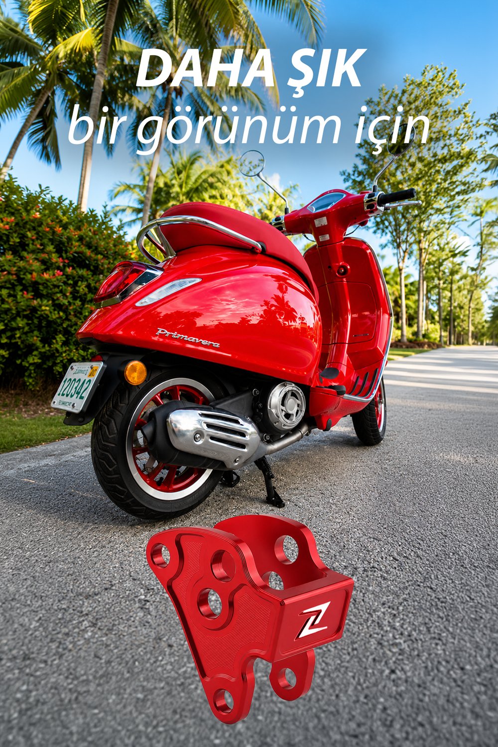 Vespa Uyumlu Motor Bağlantı Aparatı Cnc Kırmızı