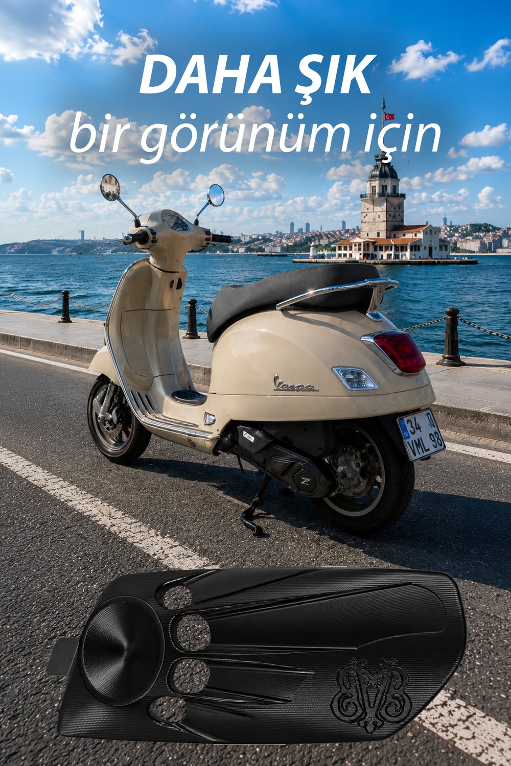Vespa Uyumlu Varyatör Hava Girş Kapağı GTS GTV Cnc Siyah