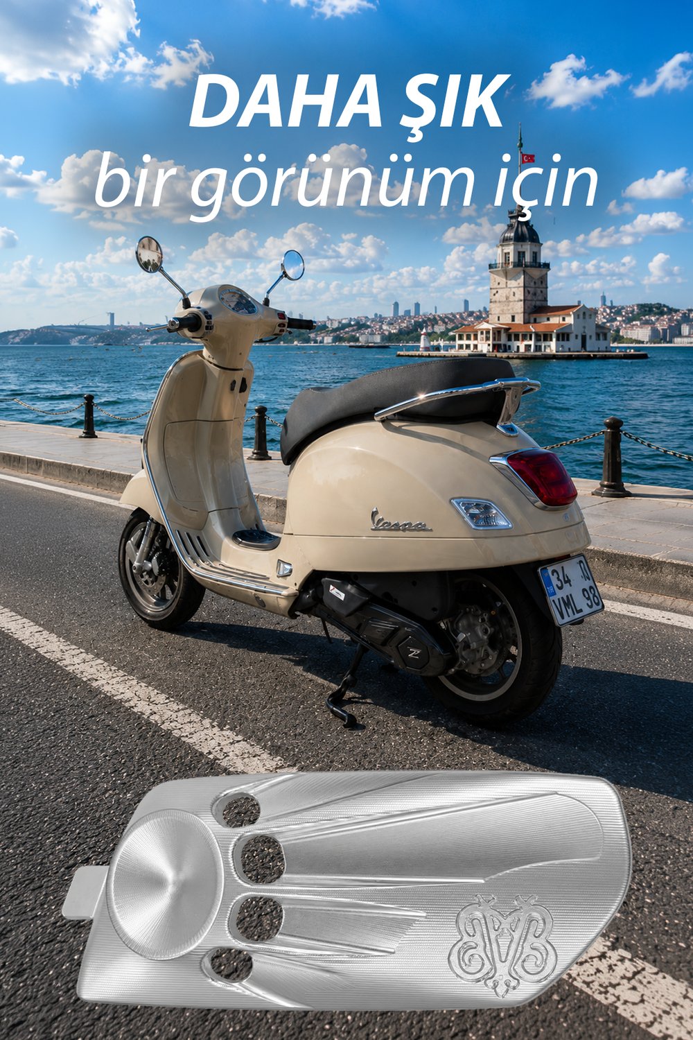 Vespa Uyumlu Varyatör Hava Girş Kapağı GTS GTV Cnc Gümüş