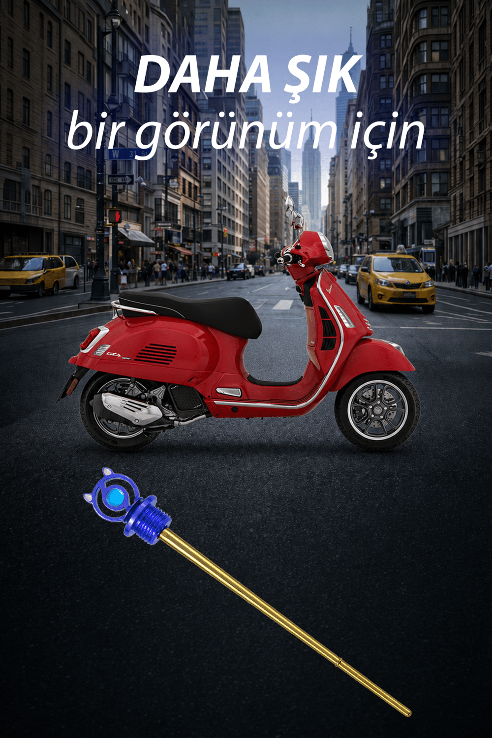 Vespa Uyumlu Yağ Çubuğu 2014-2026 Cnc Mavi