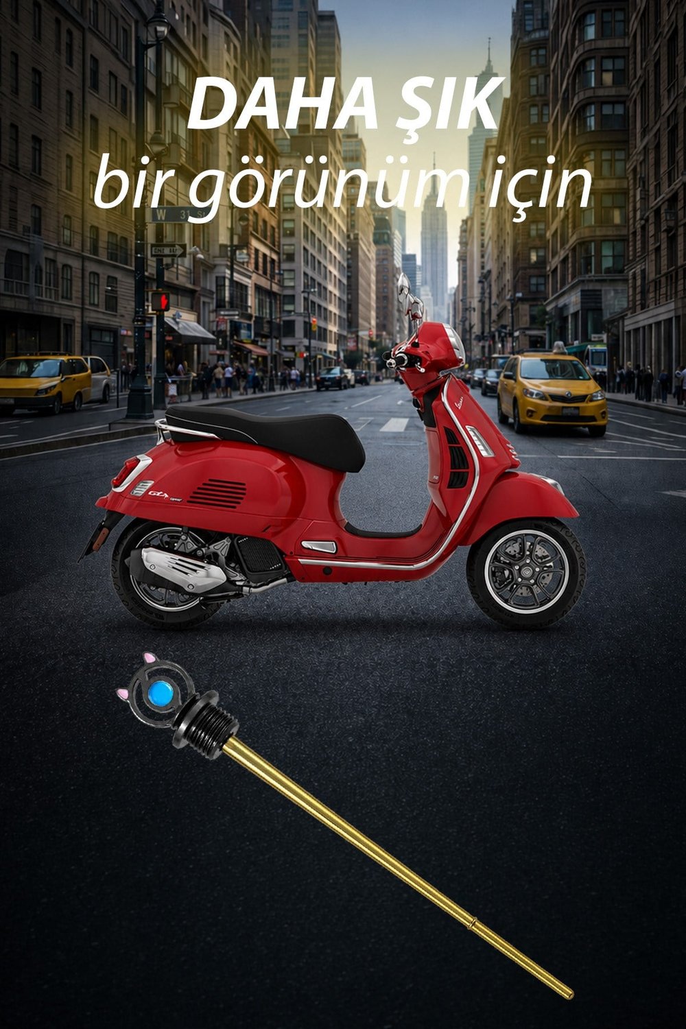 Vespa Uyumlu Yağ Çubuğu 2014-2026 Cnc Siyah