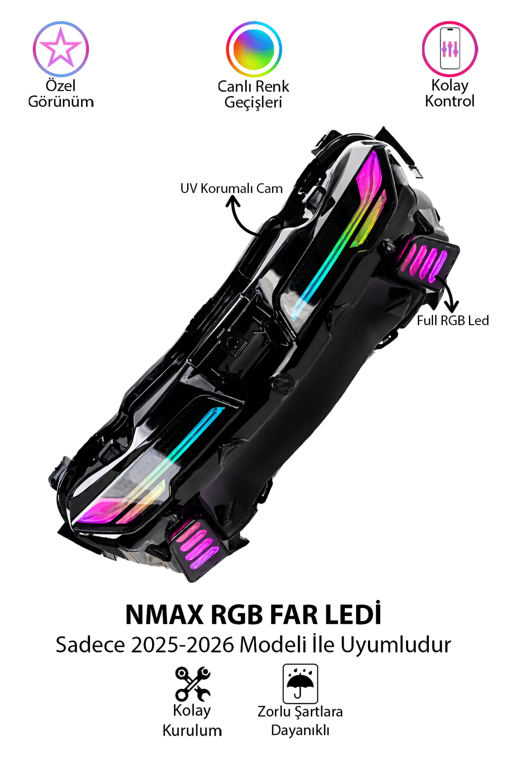 Yamaha Nmax Uyumlu Rgb Stop Ledi 2025-2026 Telefon Kontrollü