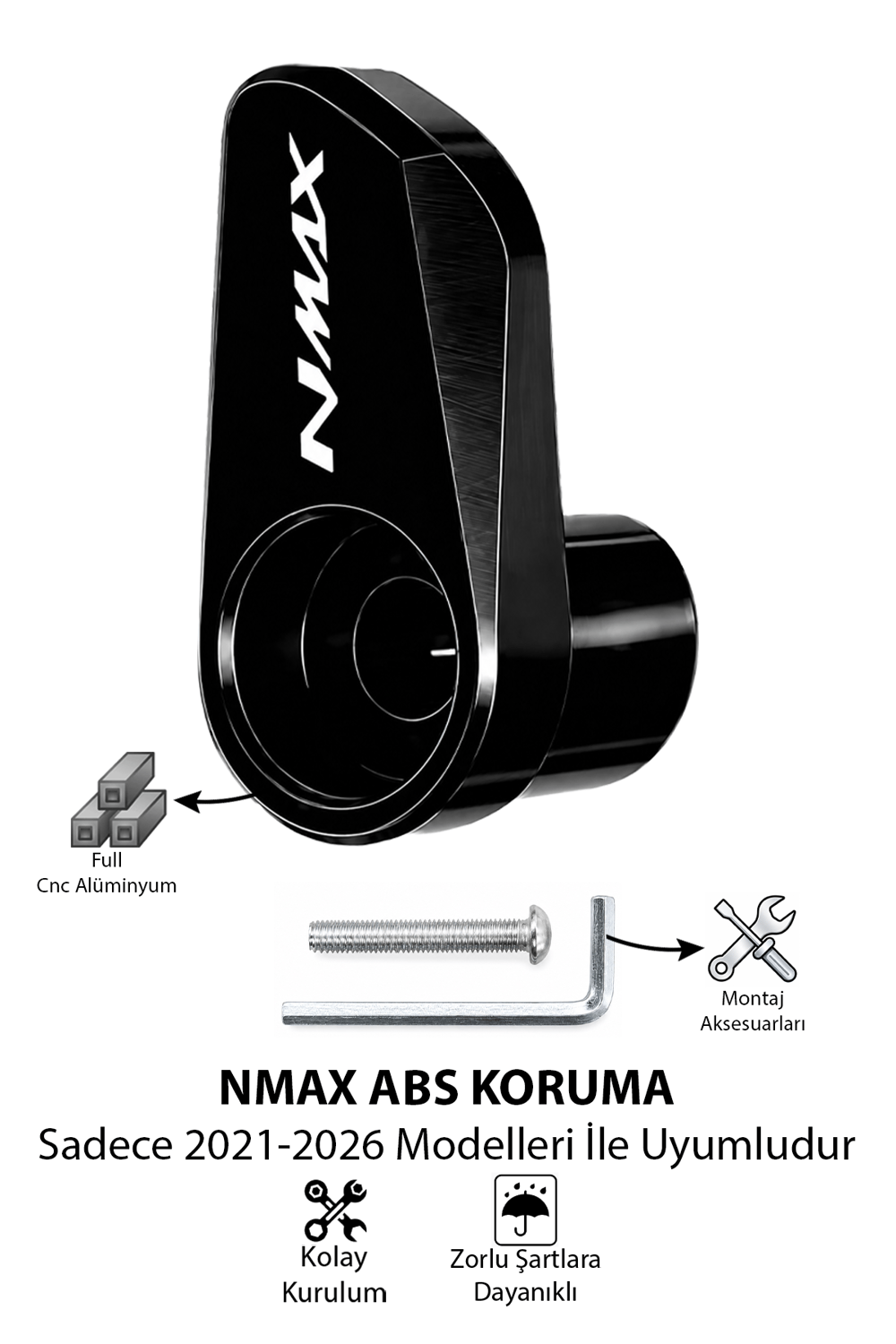 Yamaha Nmax Uyumlu Abs Sensör Koruma 2021-2026 Cnc Siyah