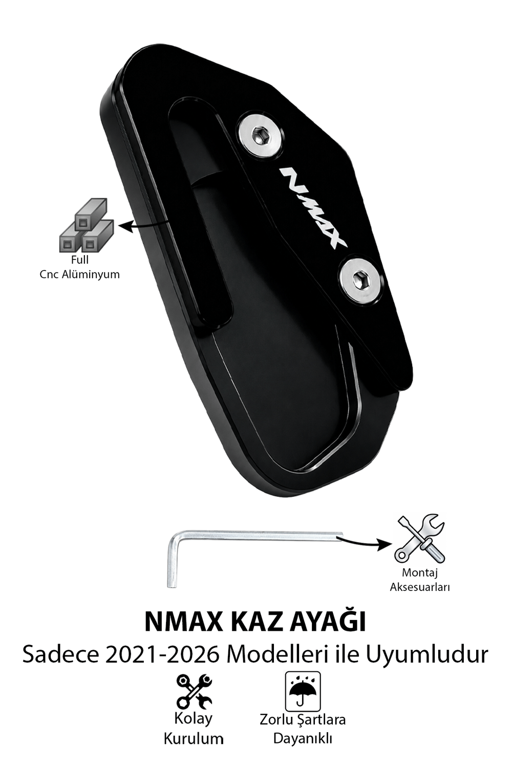 Yamaha Nmax Uyumlu Kaz Ayağı Koruyucu Seti 2021-2026 Cnc Siyah