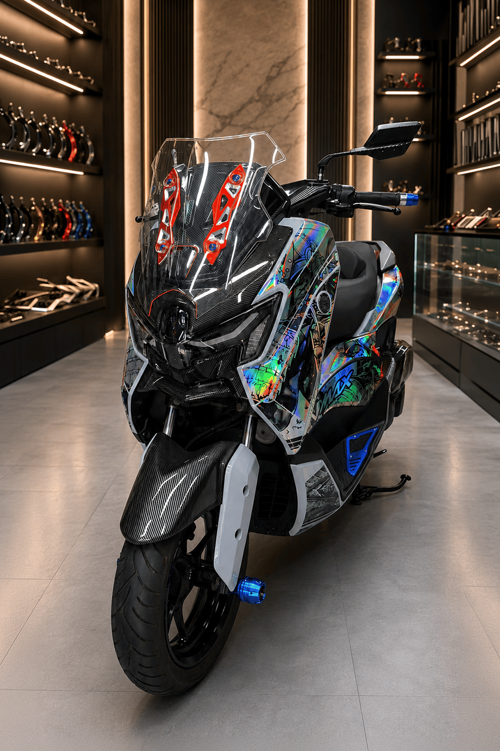 Yamaha Nmax Uyumlu Ön Cam Braketi 2025-2026 Cnc Kırmızı