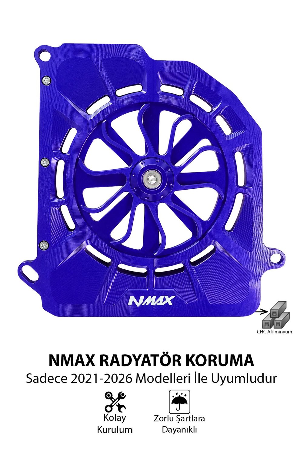 Yamaha Nmax Uyumlu Pervaneli Radyatör Koruması 2021-2026 Cnc Mavi