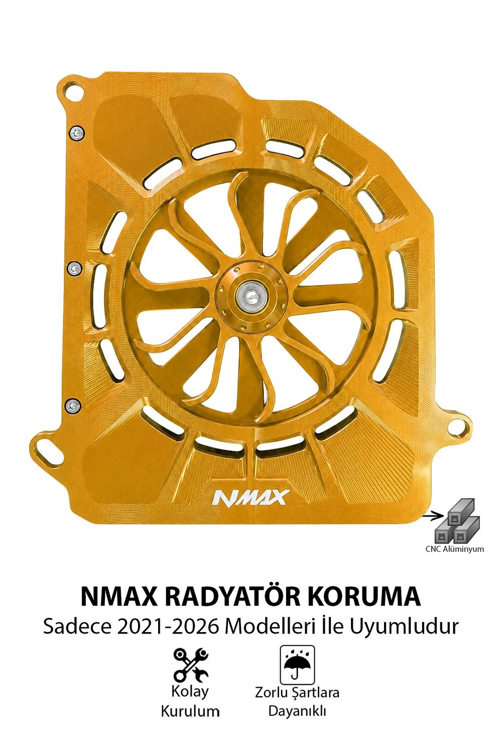 Yamaha Nmax Uyumlu Pervaneli Radyatör Koruması 2021-2026 Cnc Gold