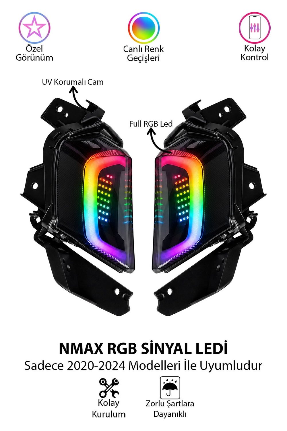 Yamaha Nmax Uyumlu Rgb Sinyal Ledi 2020-2024 Telefon Kontrollü