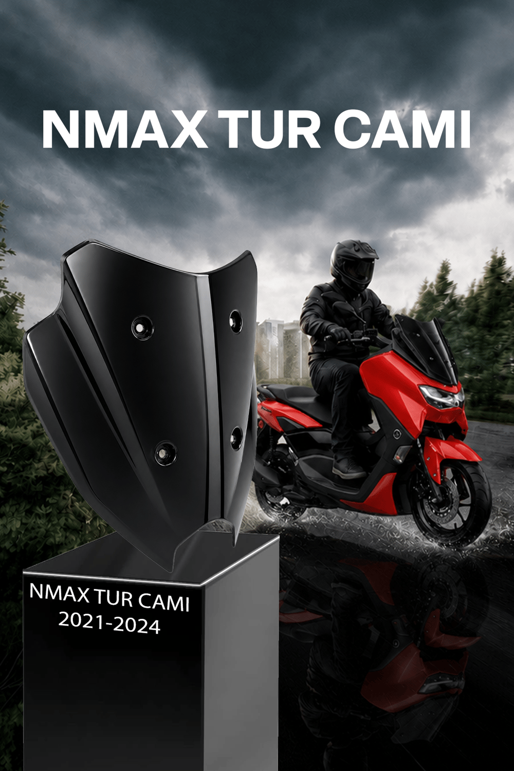 Yamaha Nmax Uyumlu Sport Tur Camı 2025-2026 Siyah