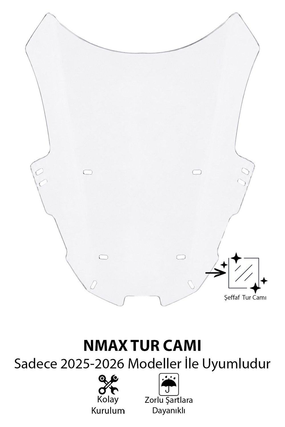 Yamaha Nmax Uyumlu Sport Tur Camı 2025-2026 Mod 5 Şeffaf