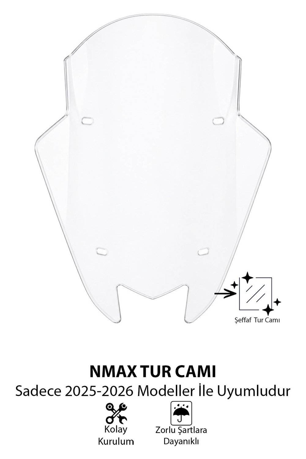 Yamaha Nmax Uyumlu Sport Tur Camı 2025-2026 Mod 4 Şeffaf