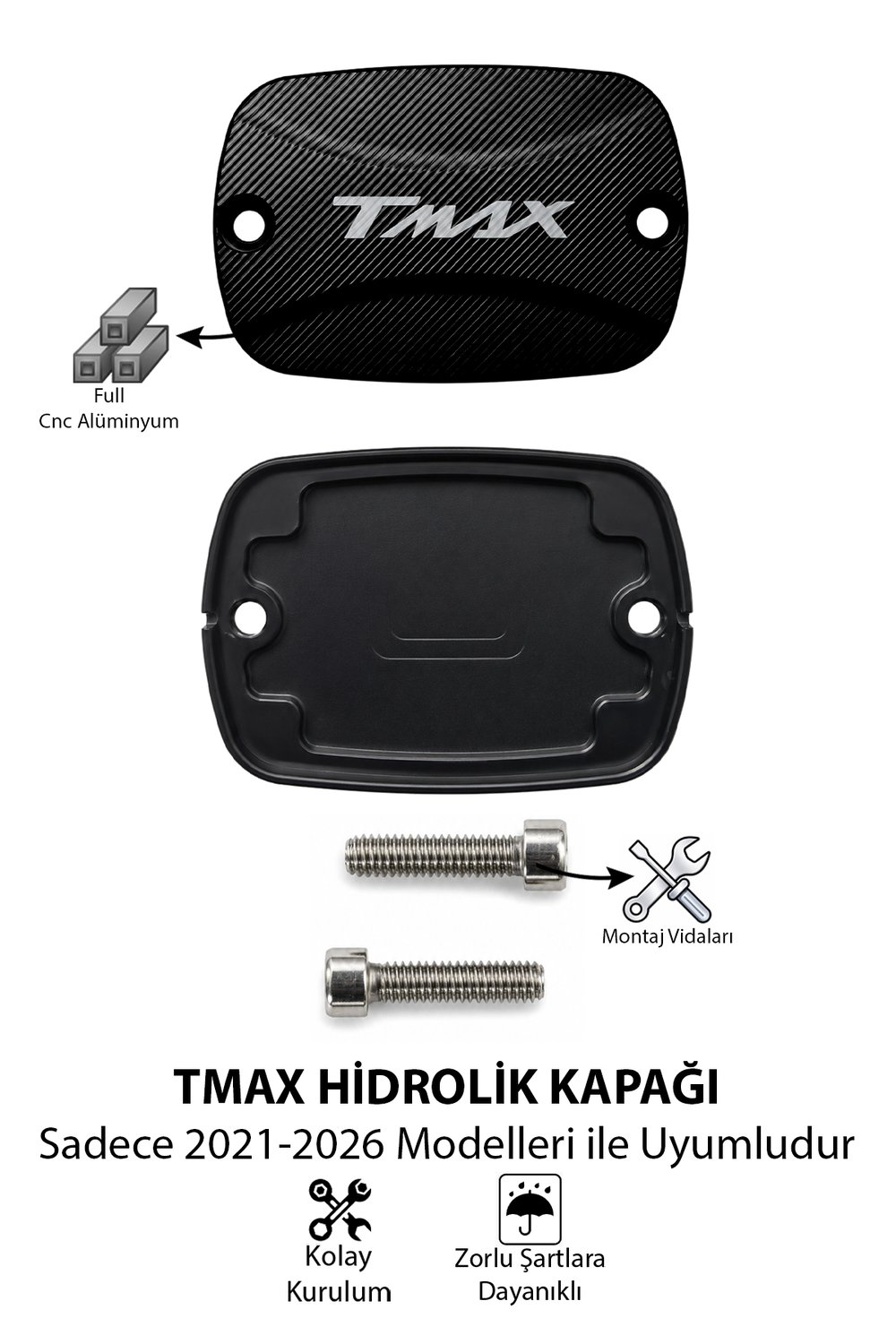 Yamaha Tmax Uyumlu Hidrolik Kapağı 2021-2026 Cnc Siyah