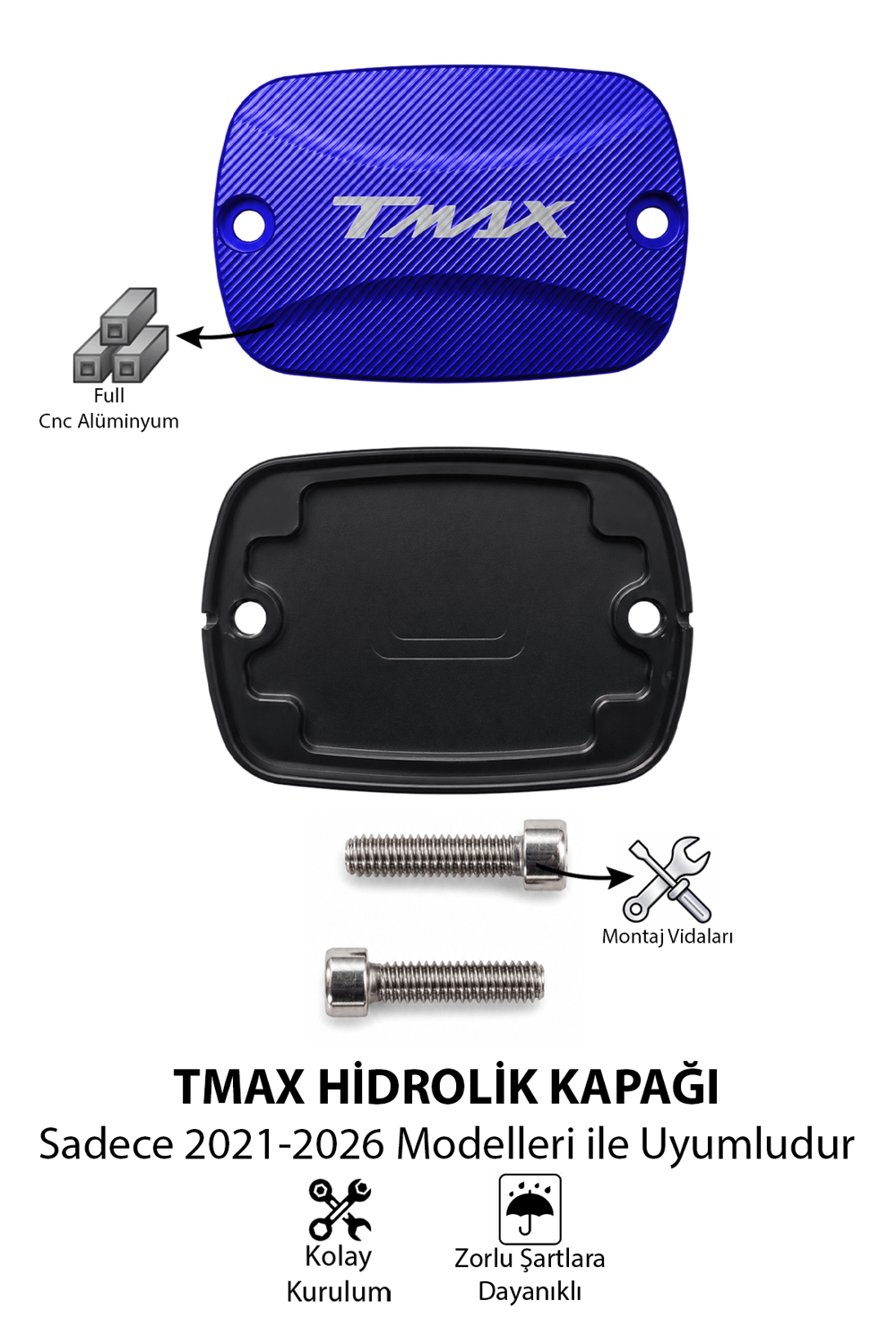 Yamaha Tmax Uyumlu Hidrolik Kapağı 2021-2026 Cnc Mavi