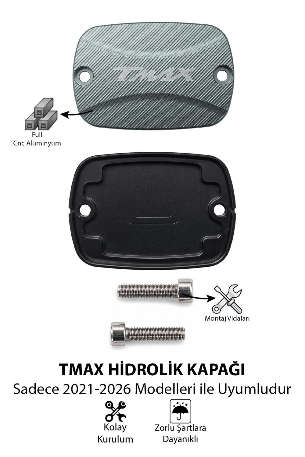 Yamaha Tmax Uyumlu Hidrolik Kapağı 2021-2026 Cnc Titanyum