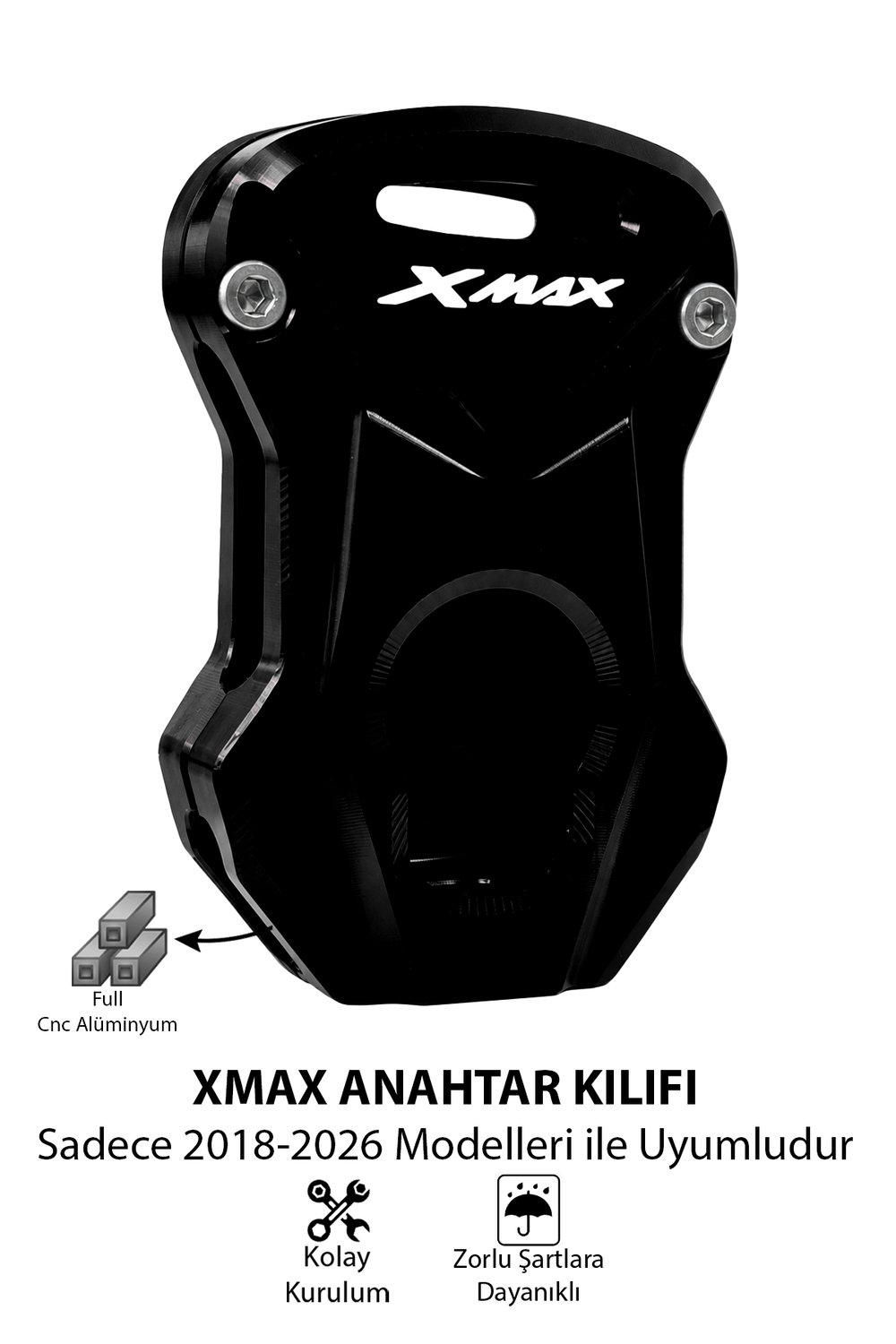 Yamaha Xmax Uyumlu Anahtar Kılıfı 2018-2026 Cnc Siyah
