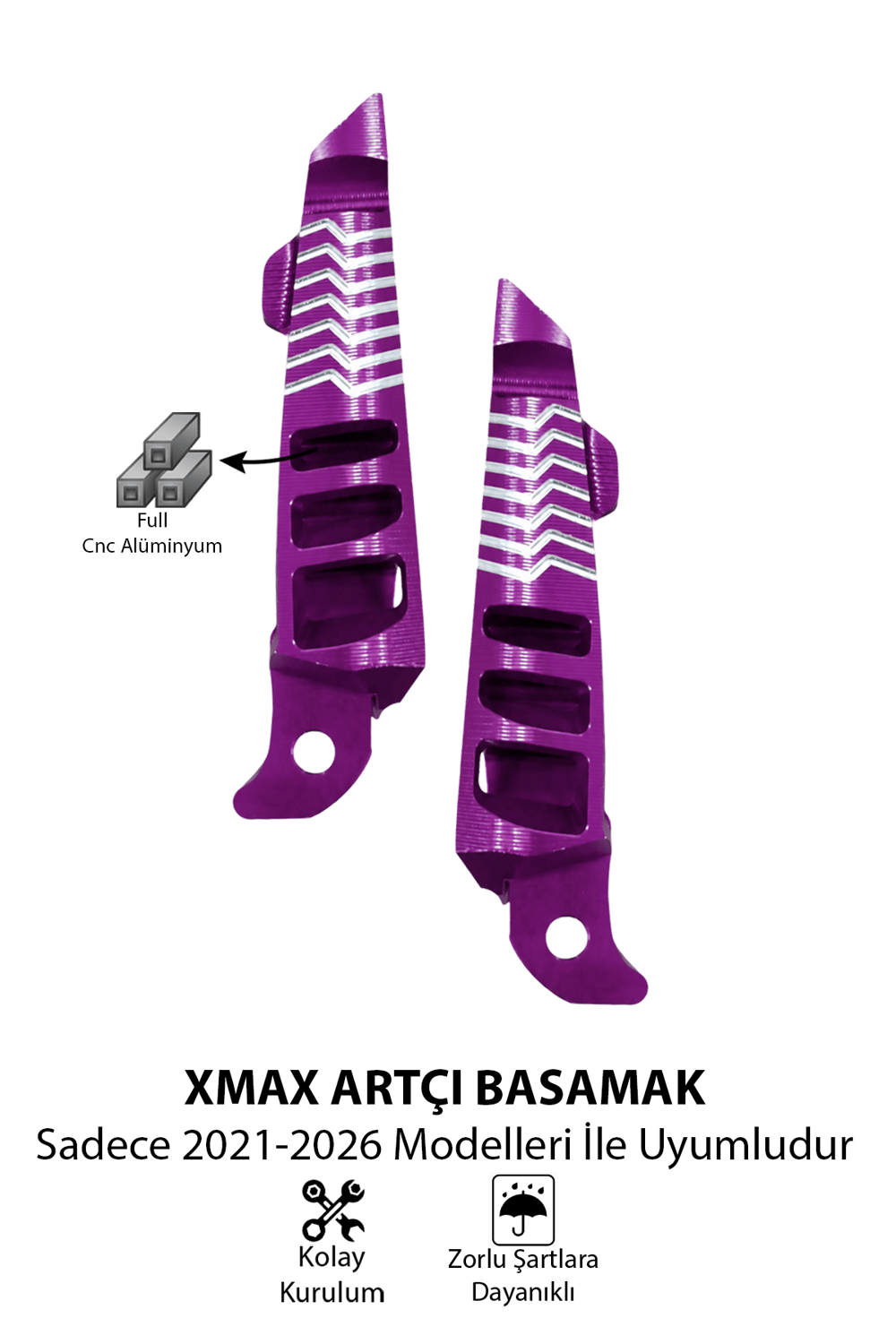 Yamaha Xmax Uyumlu Artçı Basamak 2021-2026 Cnc Mor