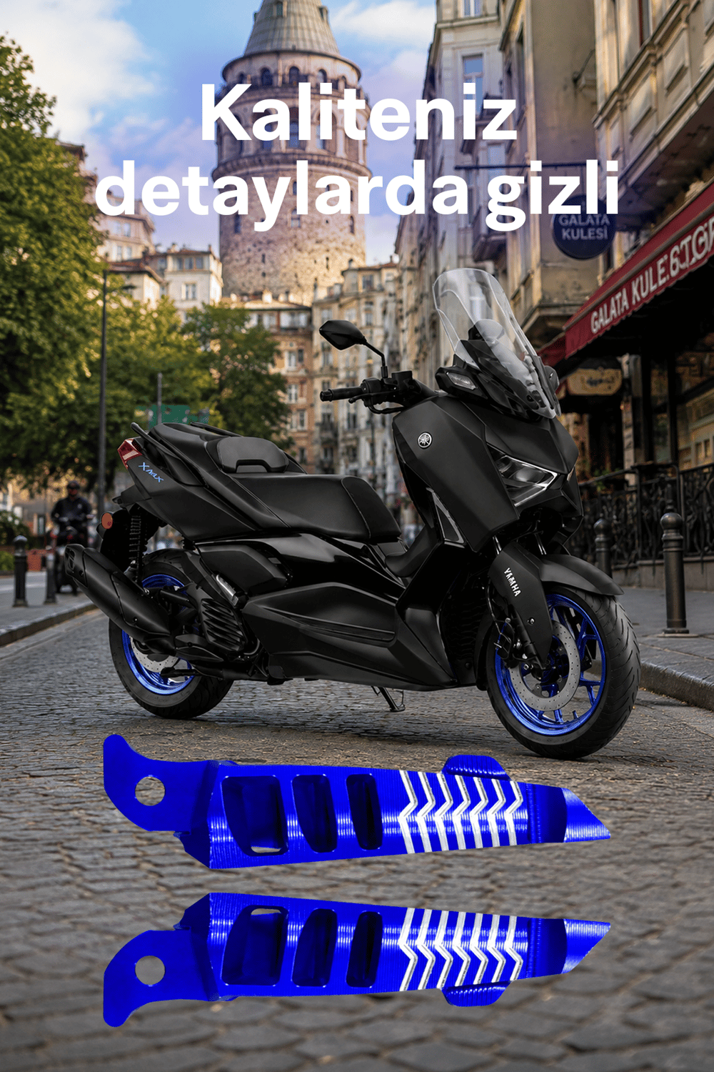 Yamaha Xmax Uyumlu Artçı Basamak 2021-2026 Cnc Mavi