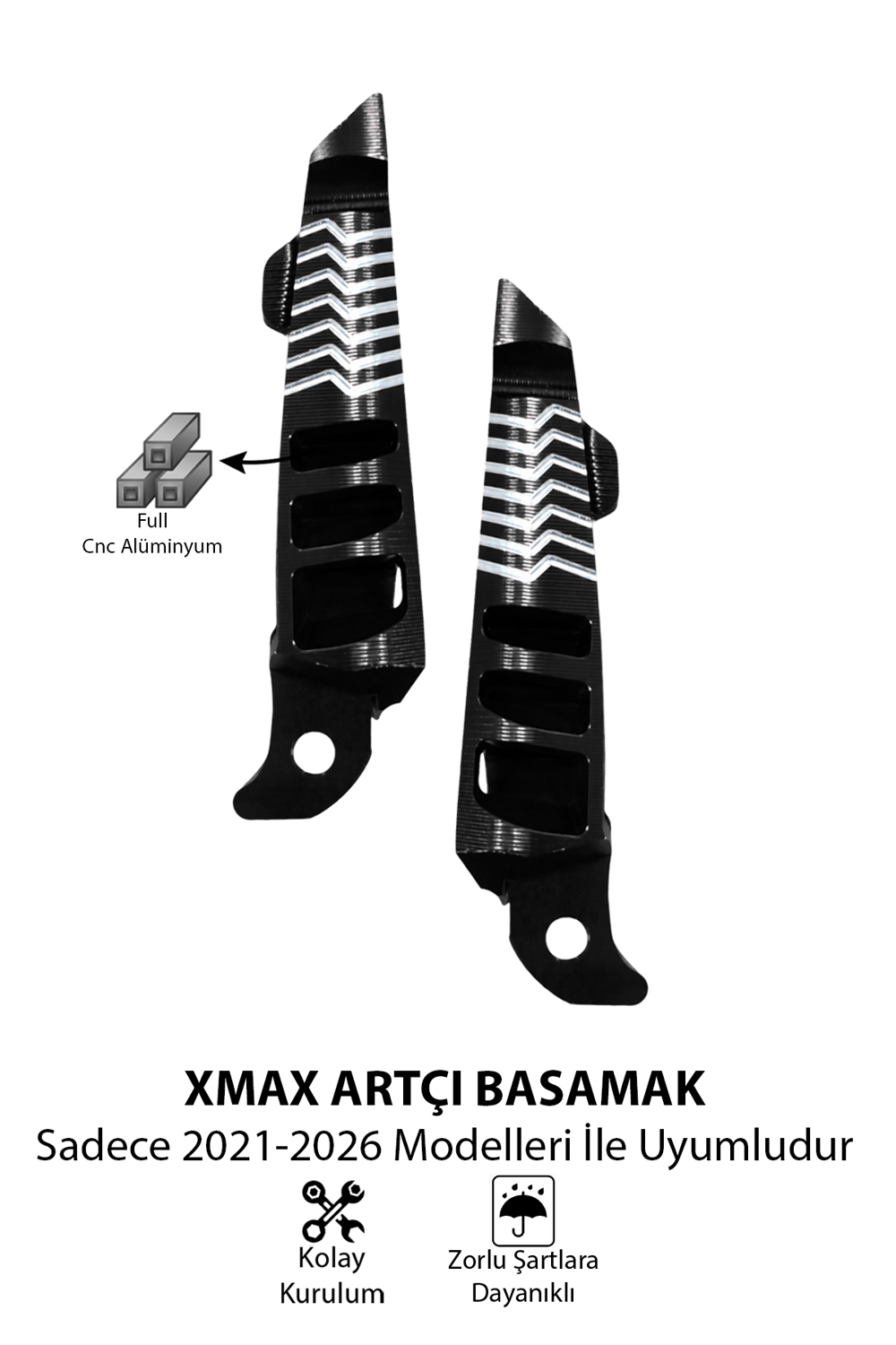 Yamaha Xmax Uyumlu Artçı Basamak 2021-2026 Cnc Siyah