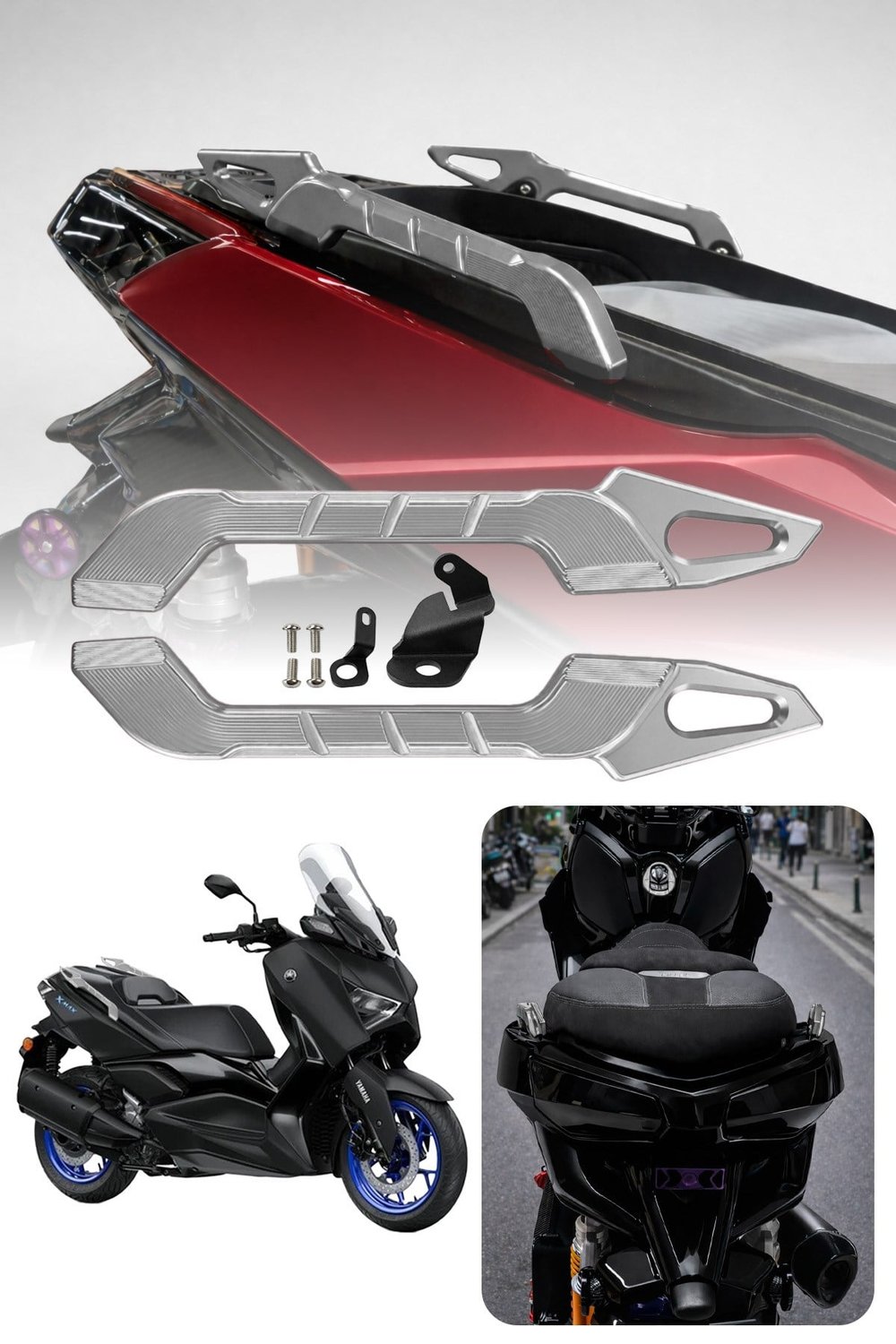 Yamaha Xmax Uyumlu Artçı Tutamaç 2018-2026 Cnc Gümüş