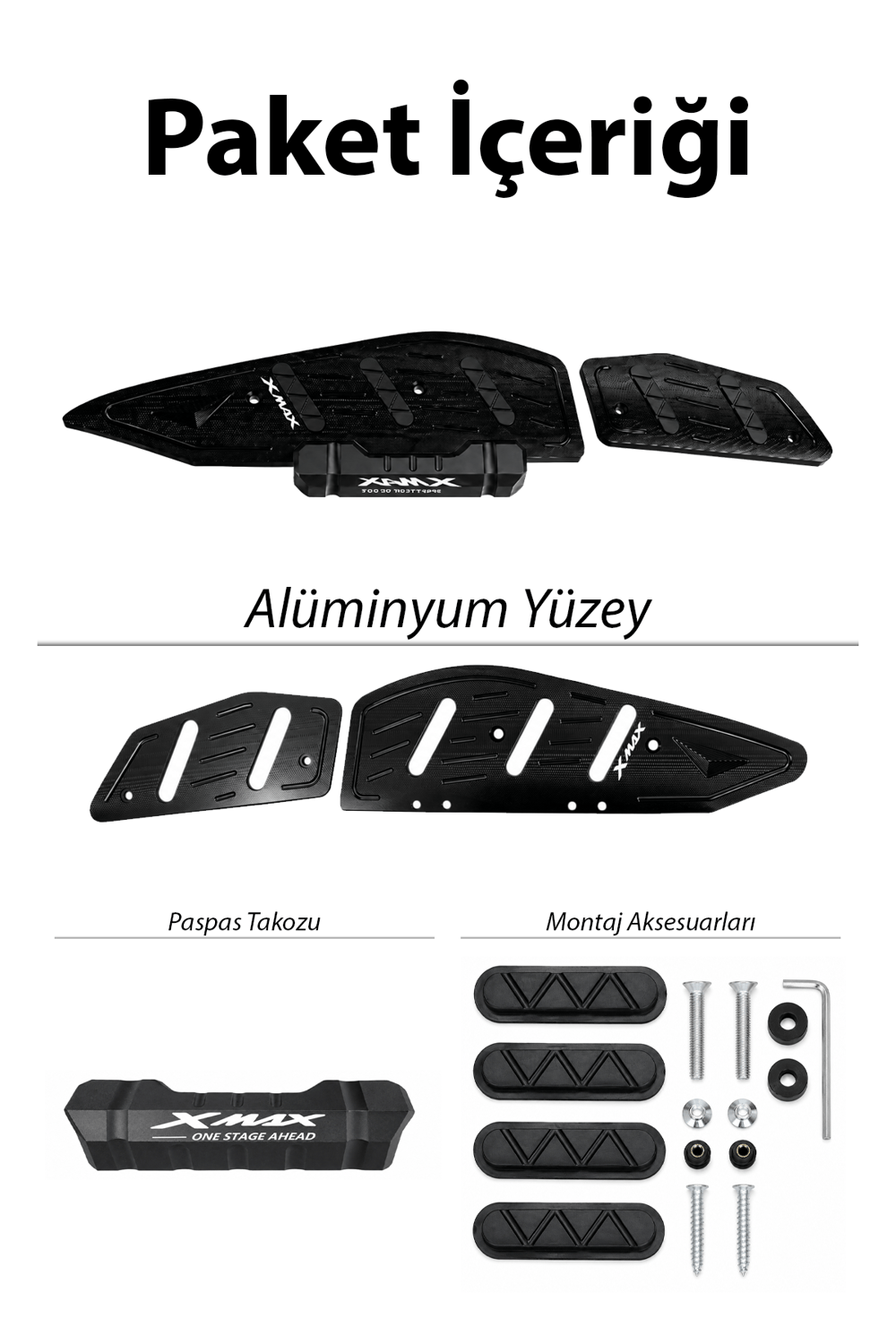 Yamaha Xmax Uyumlu Basamak Seti 2018-2026 Cnc Siyah