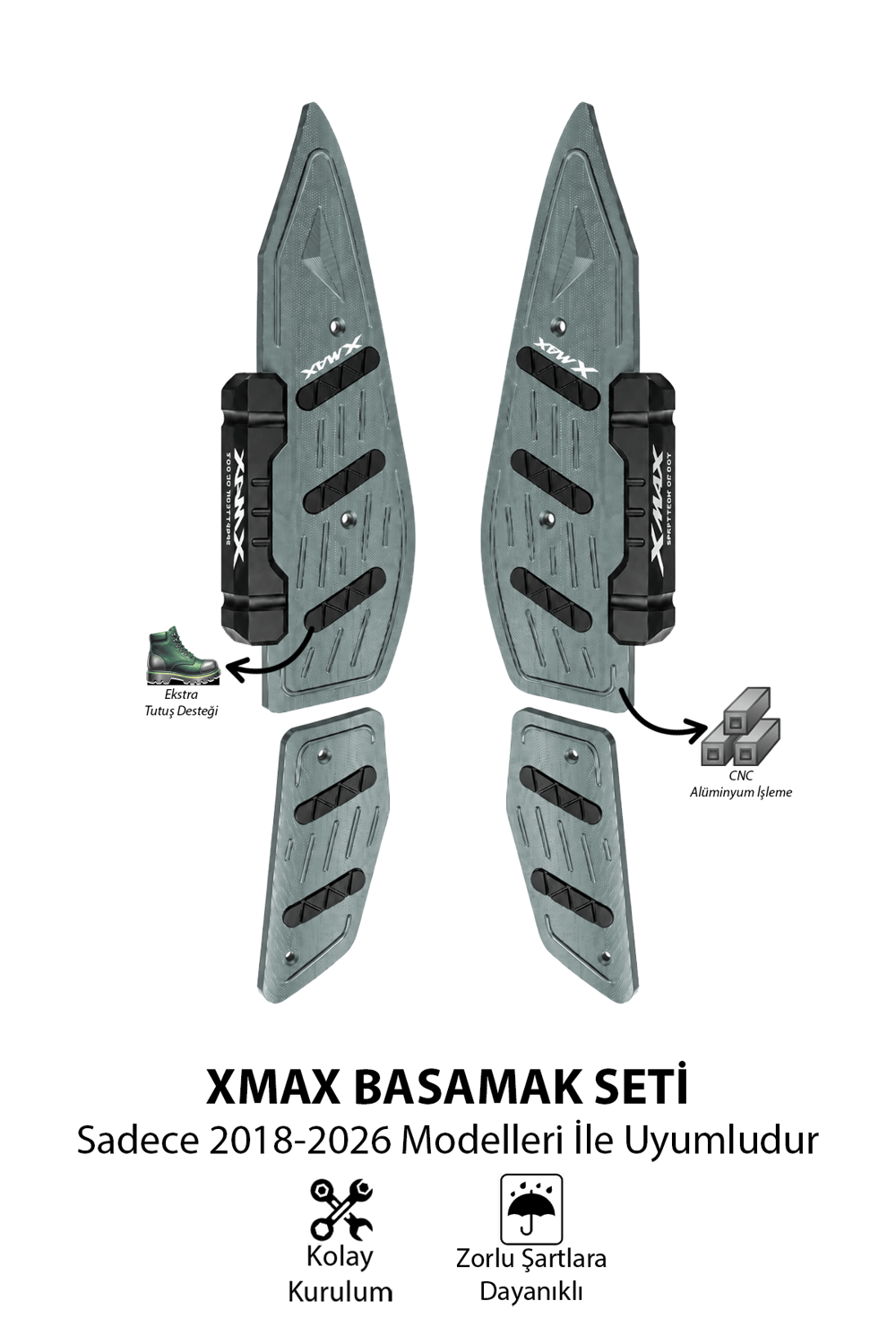 Yamaha Xmax Uyumlu Basamak Seti 2018-2026 Cnc Titanyum