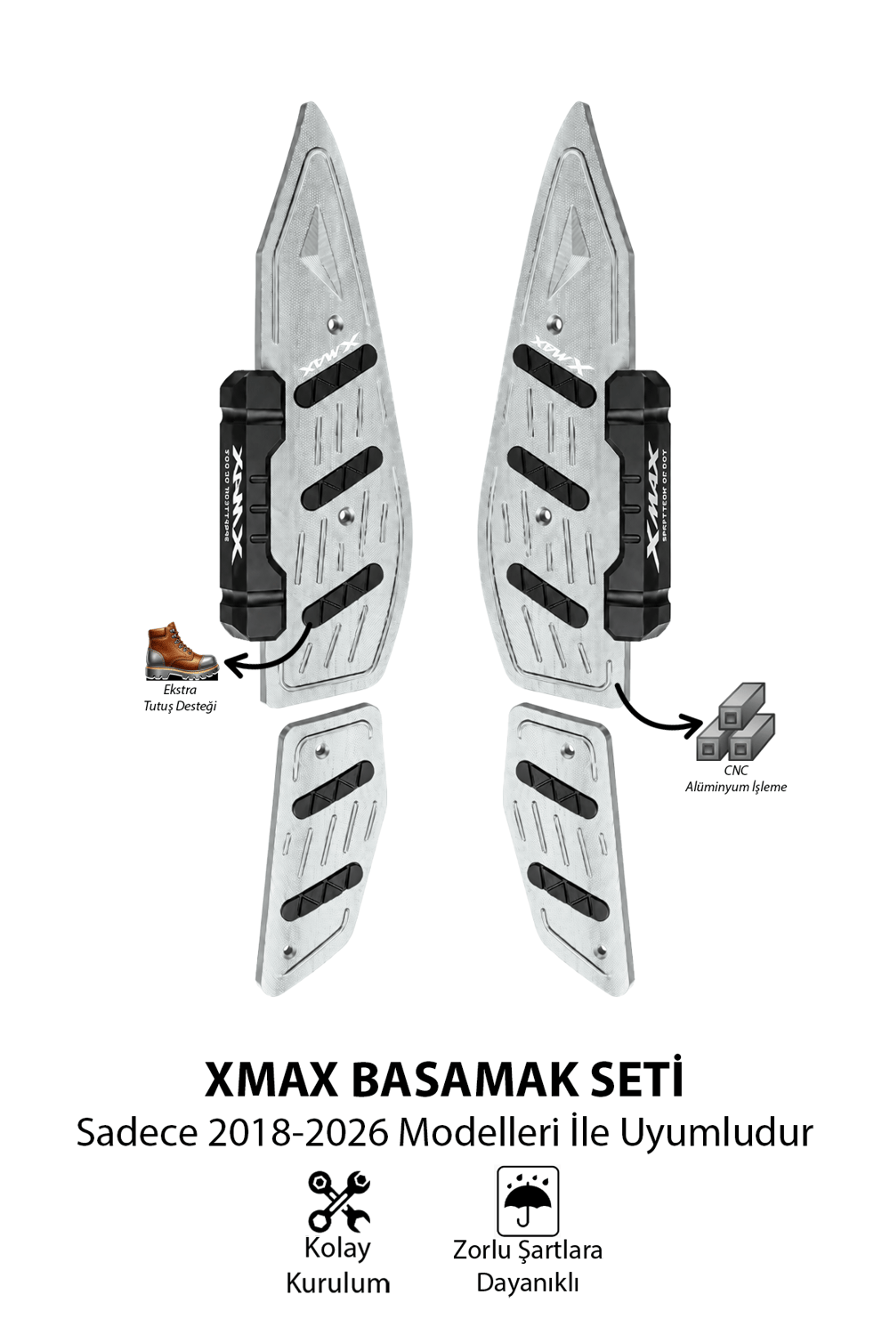 Yamaha Xmax Uyumlu Basamak Seti 2018-2026 Cnc Titanyum