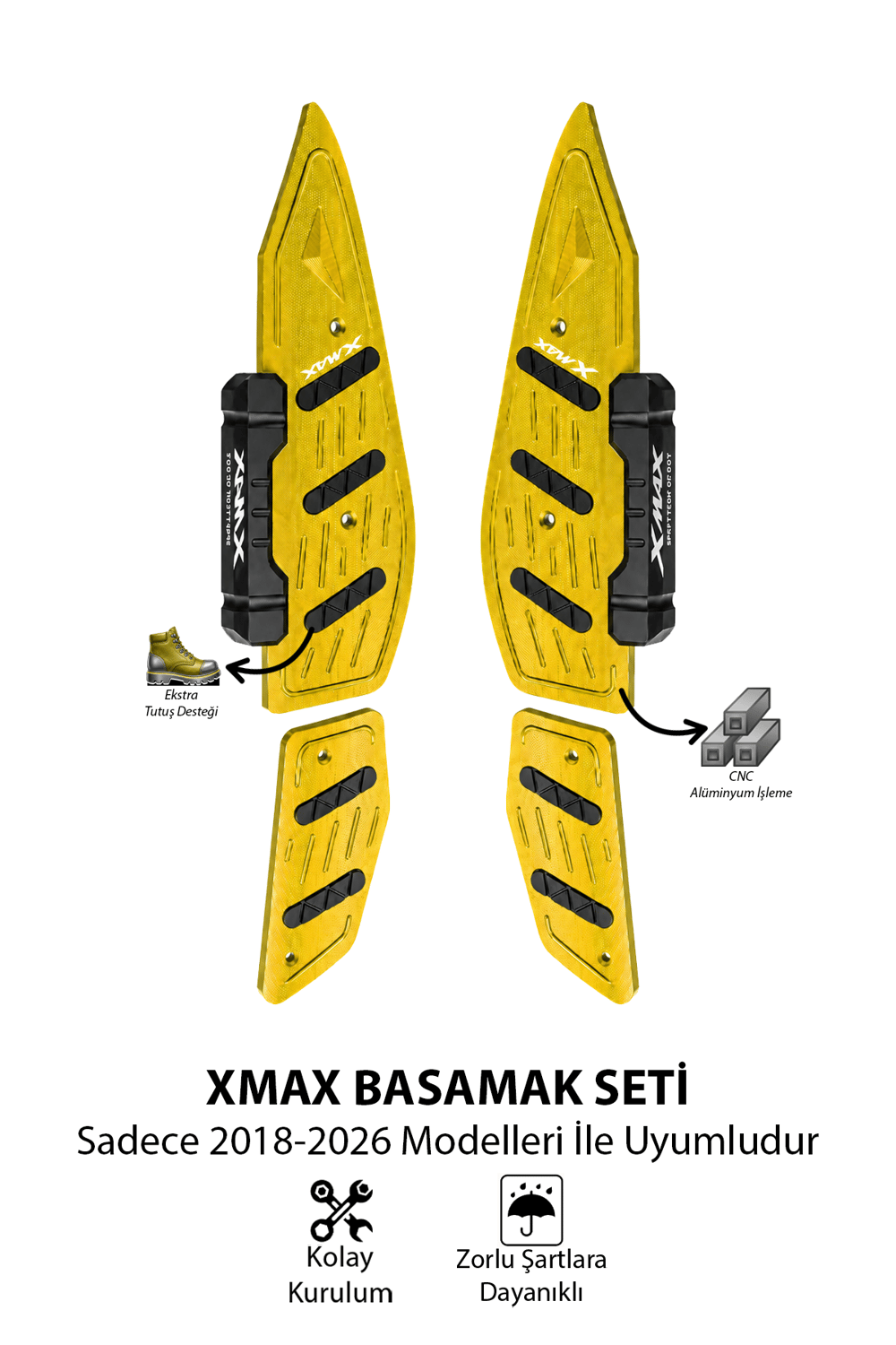 Yamaha Xmax Uyumlu Basamak Seti 2018-2026 Cnc Gold