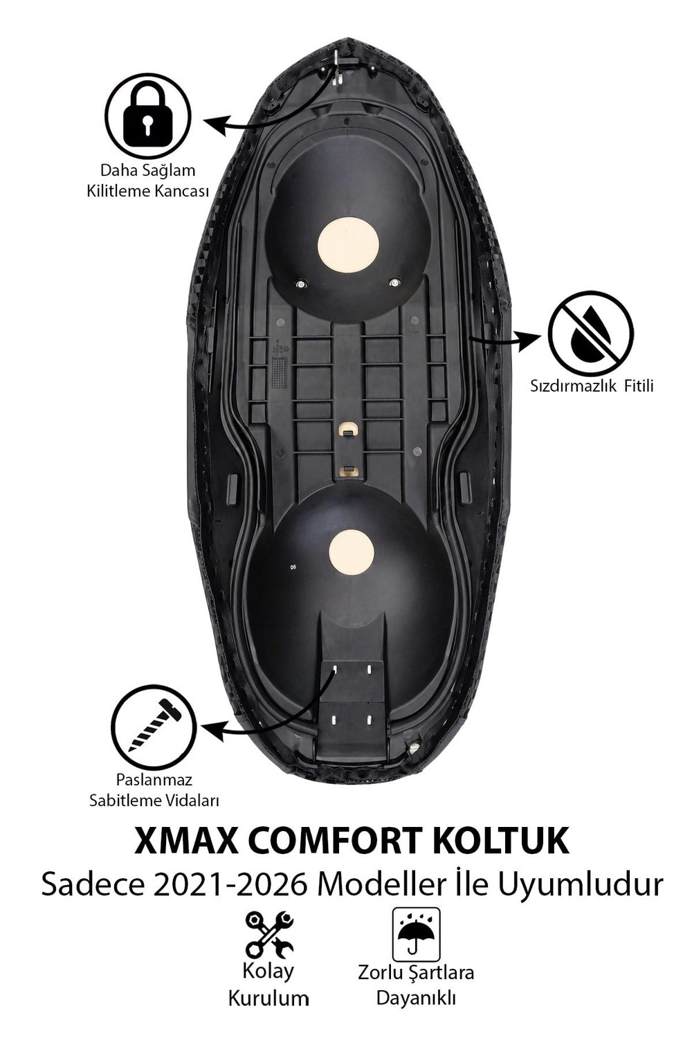 Yamaha Xmax Uyumlu Comfort Koltuk Kapağı 2021-2026 Damalı Kaplama Detaylı