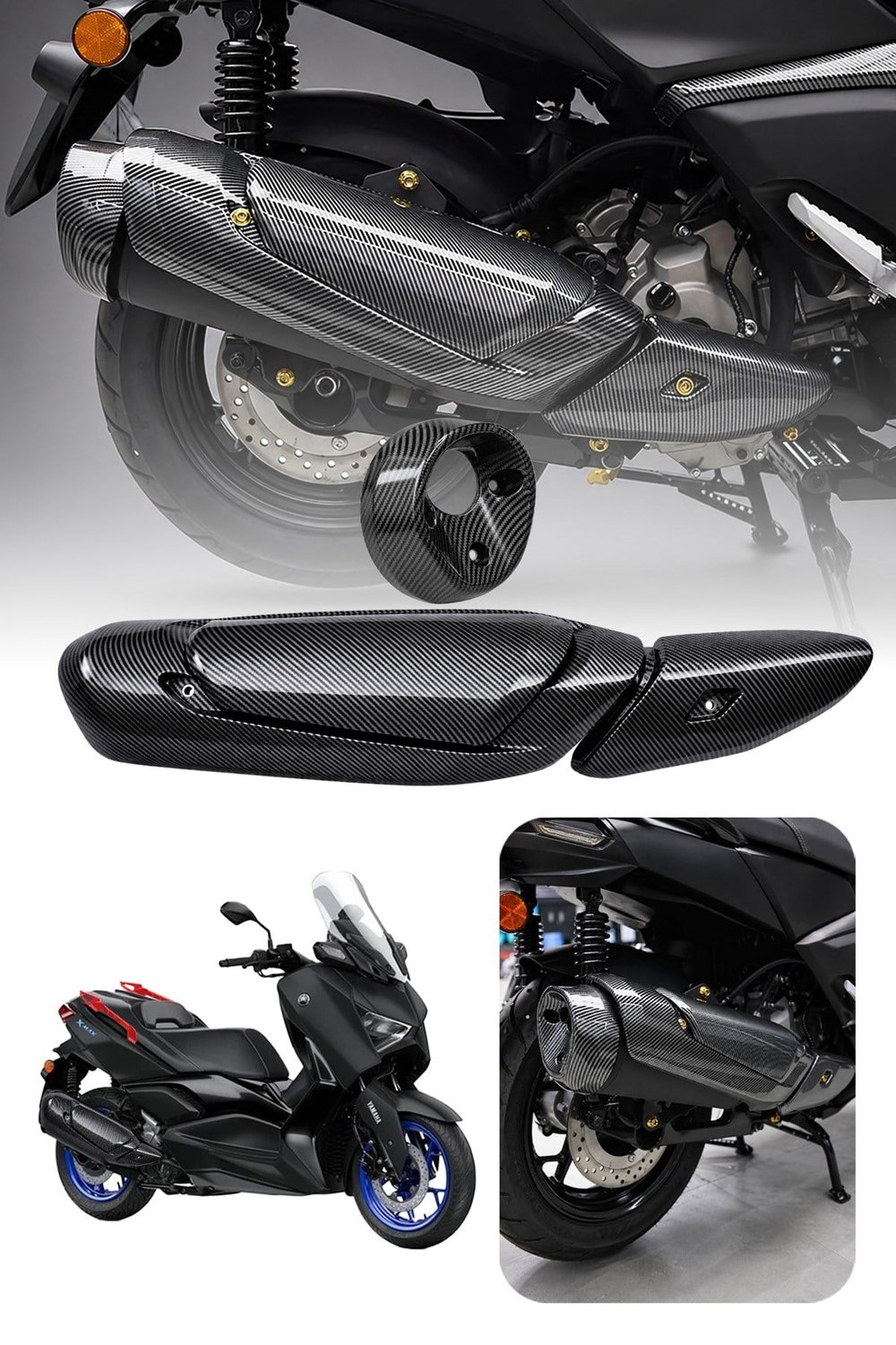 Yamaha Xmax Uyumlu Egzoz Koruma Set 2025-2026 Karbon Desen