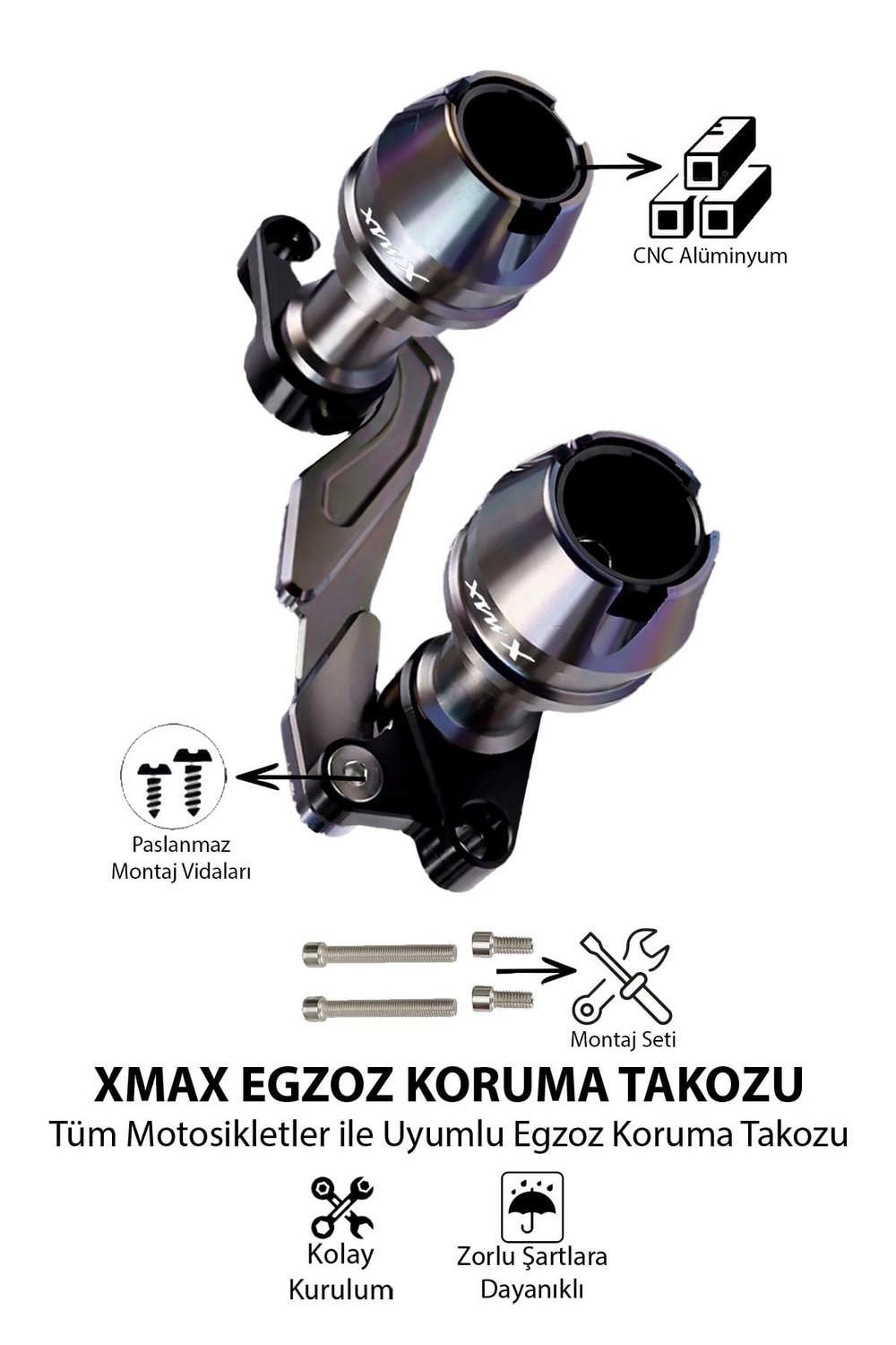 Yamaha Xmax Uyumlu Egzoz Koruma Takozu Cnc Titanyum