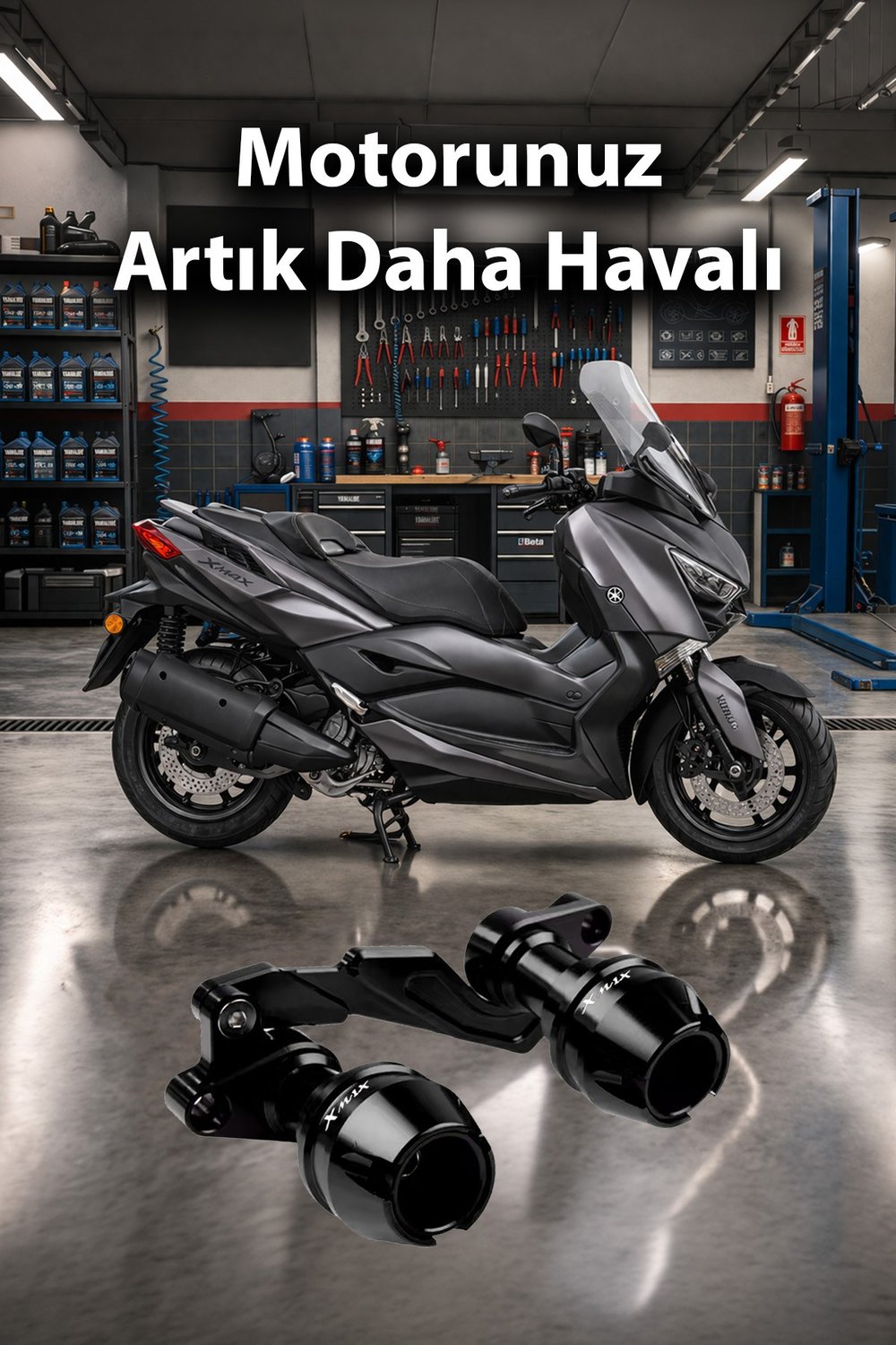 Yamaha Xmax Uyumlu Egzoz Koruma Takozu Cnc Siyah