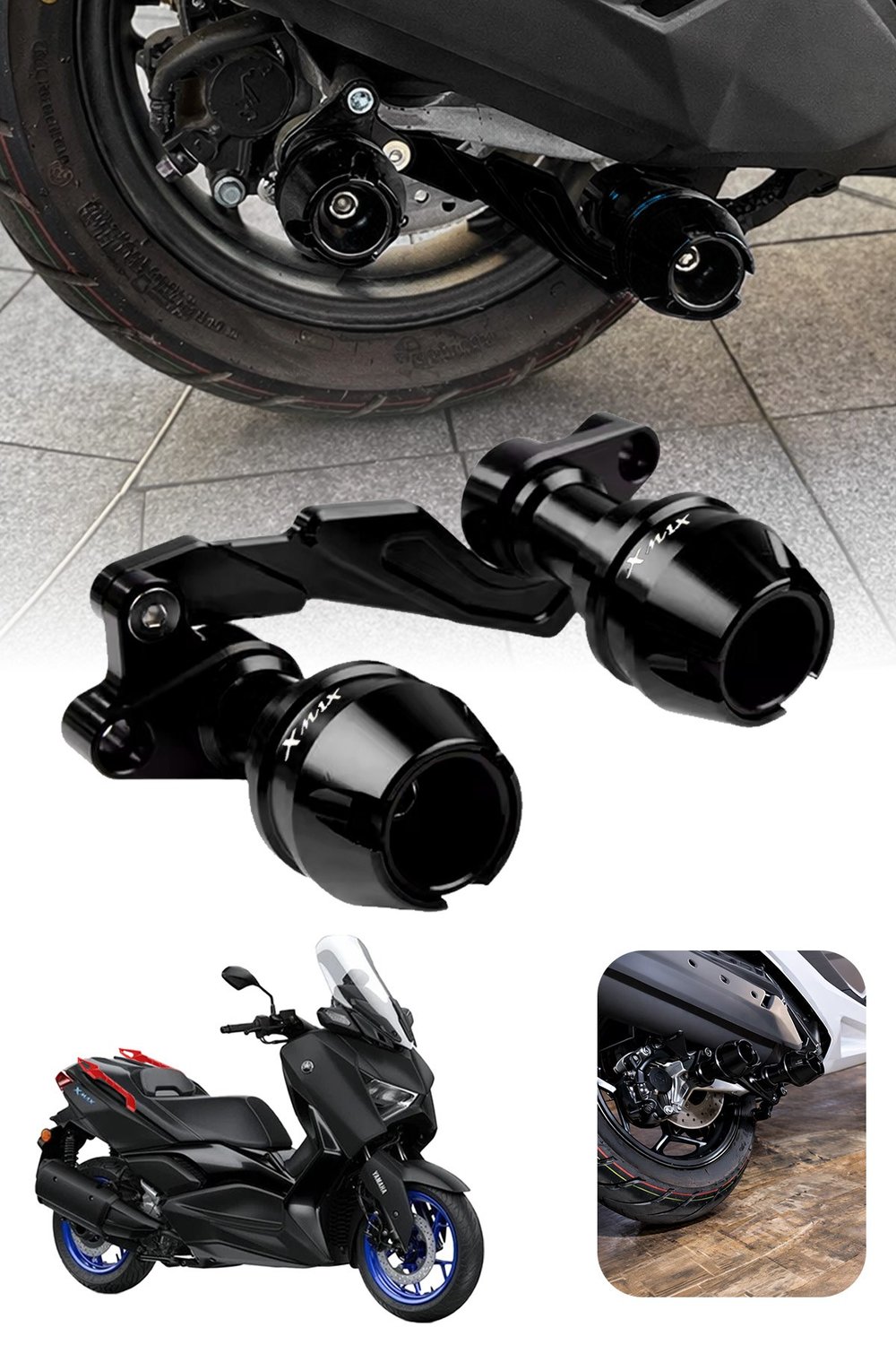 Yamaha Xmax Uyumlu Egzoz Koruma Takozu Cnc Siyah