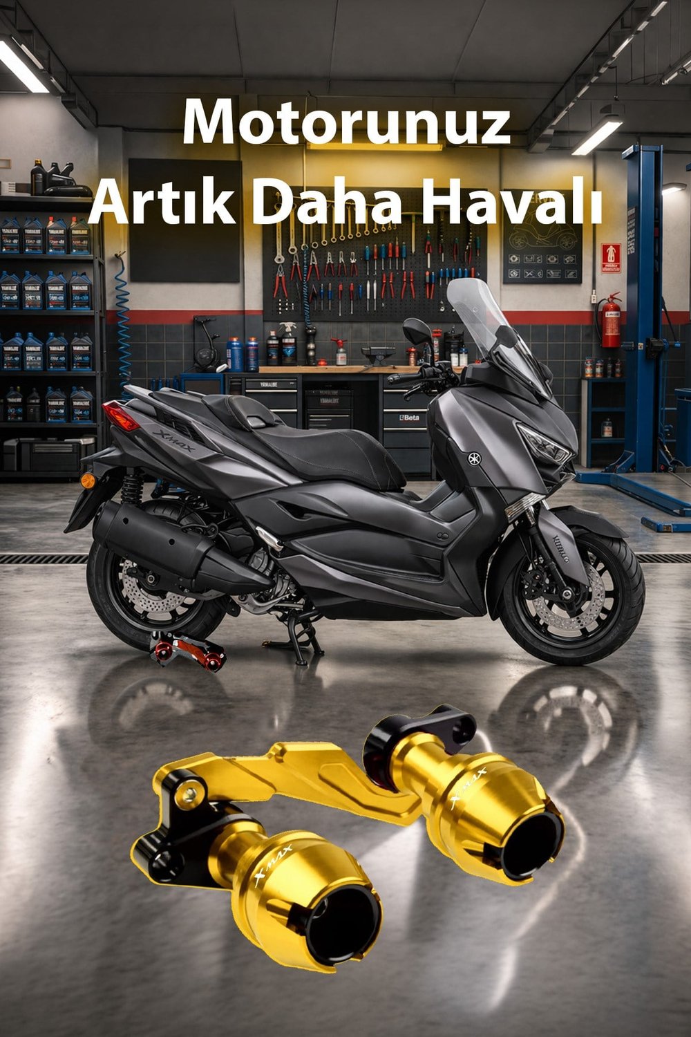 Yamaha Xmax Uyumlu Egzoz Koruma Takozu Cnc Gold