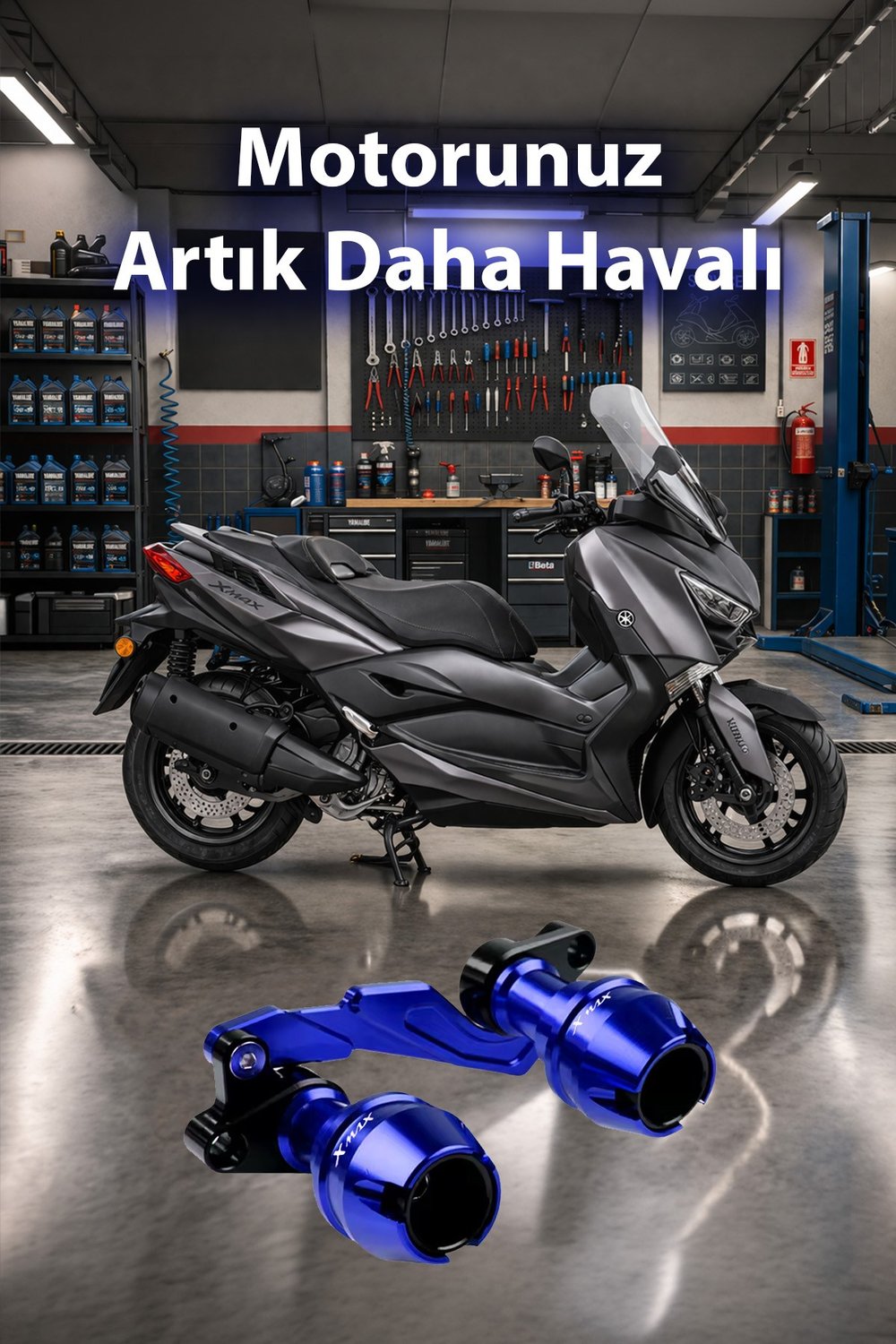 Yamaha Xmax Uyumlu Egzoz Koruma Takozu Cnc Mavi