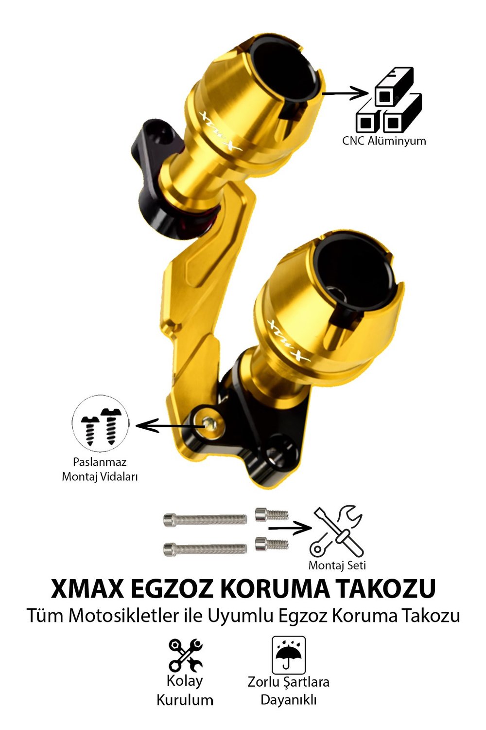 Yamaha Xmax Uyumlu Egzoz Koruma Takozu Cnc Gold