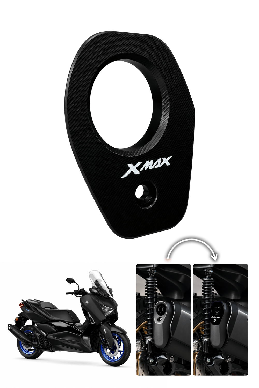 Yamaha Xmax Uyumlu Egzoz Ucu 2021-2024 Cnc Siyah