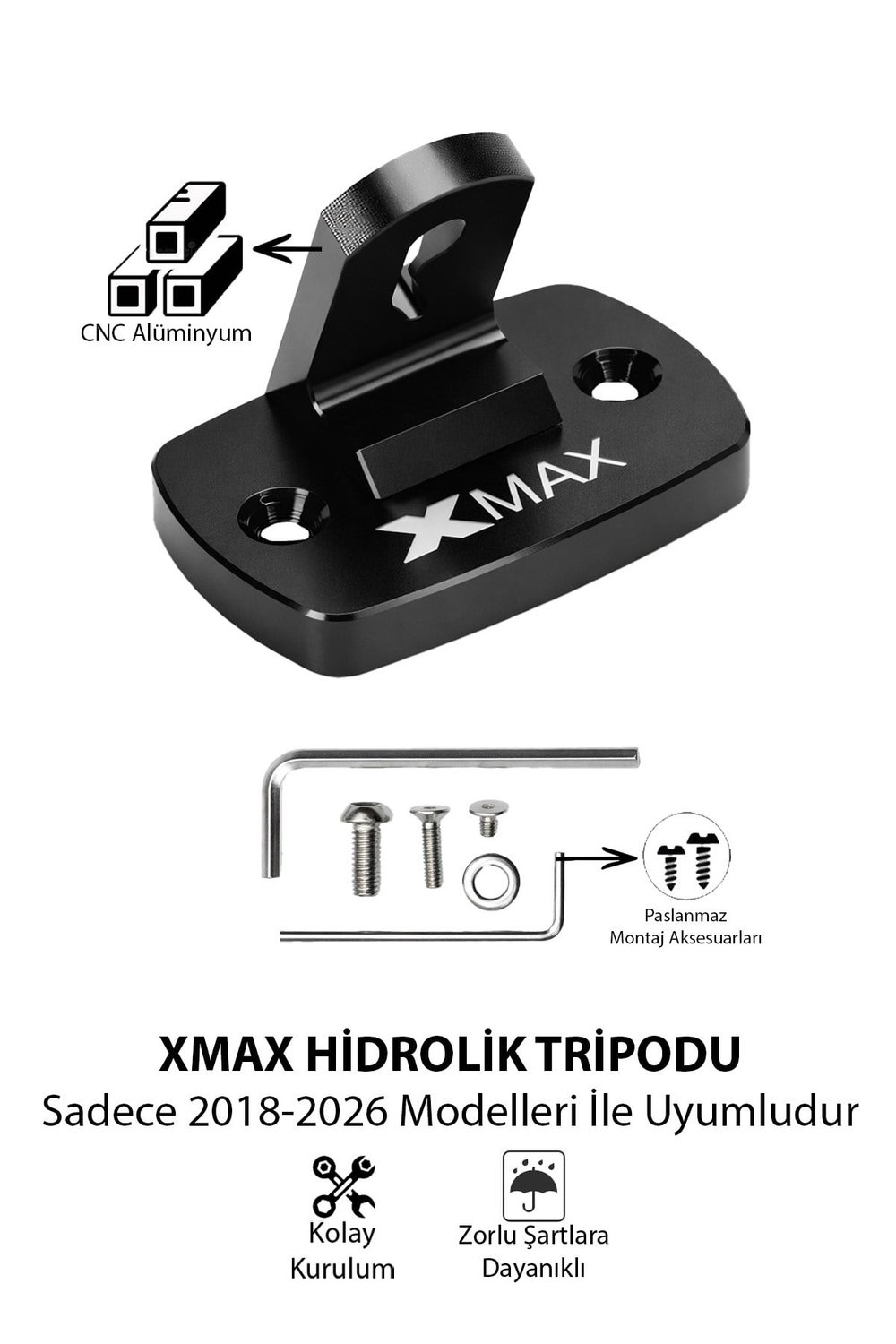 Yamaha Xmax Uyumlu Hidrolik Tripodu 2018-2026 Cnc Siyah