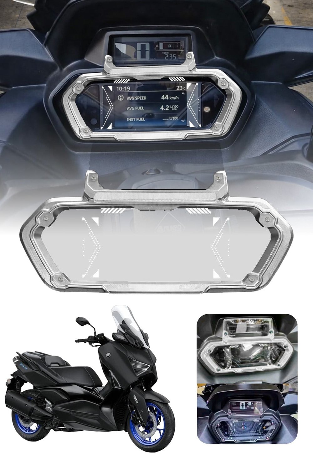 Yamaha Xmax Uyumlu Kadran Koruma Çerçevesi 2024 Cnc Gümüş