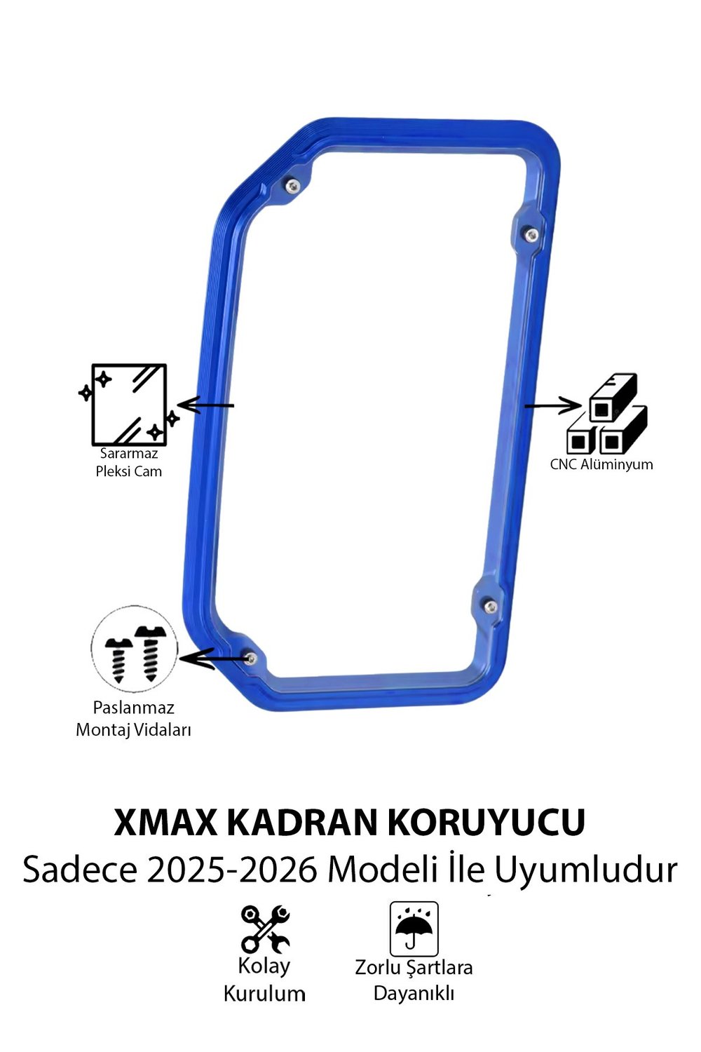 Yamaha Xmax Uyumlu Kadran Koruma Çerçevesi 2025-2026 Cnc Mavi