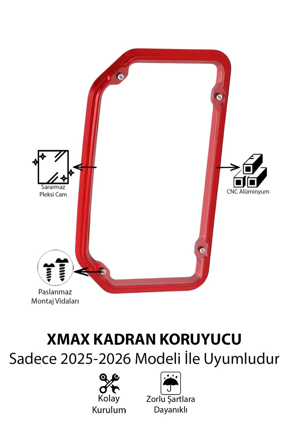 Yamaha Xmax Uyumlu Kadran Koruma Çerçevesi 2025-2026 Cnc Kırmızı
