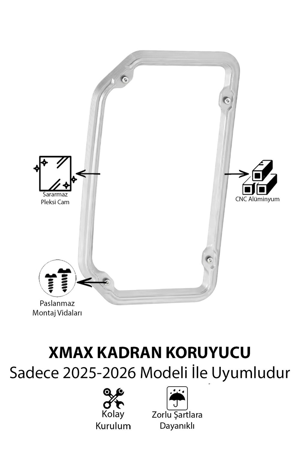 Yamaha Xmax Uyumlu Kadran Koruma Çerçevesi 2025-2026 Cnc Gümüş