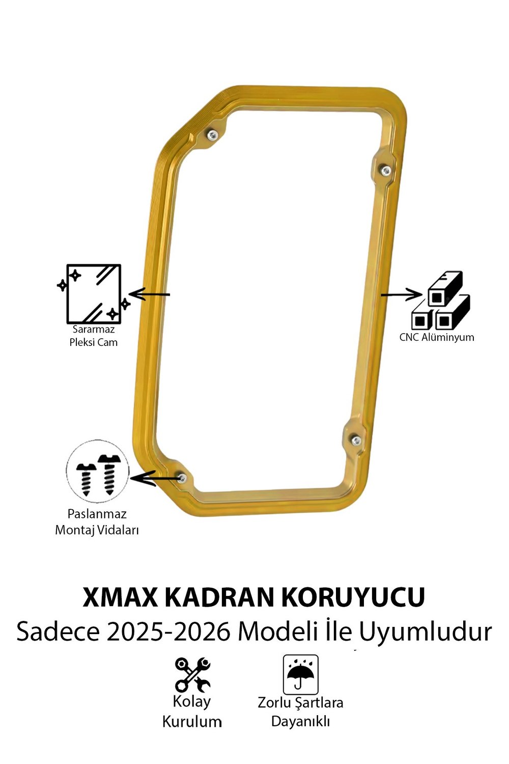 Yamaha Xmax Uyumlu Kadran Koruma Çerçevesi 2025-2026 Cnc Gold